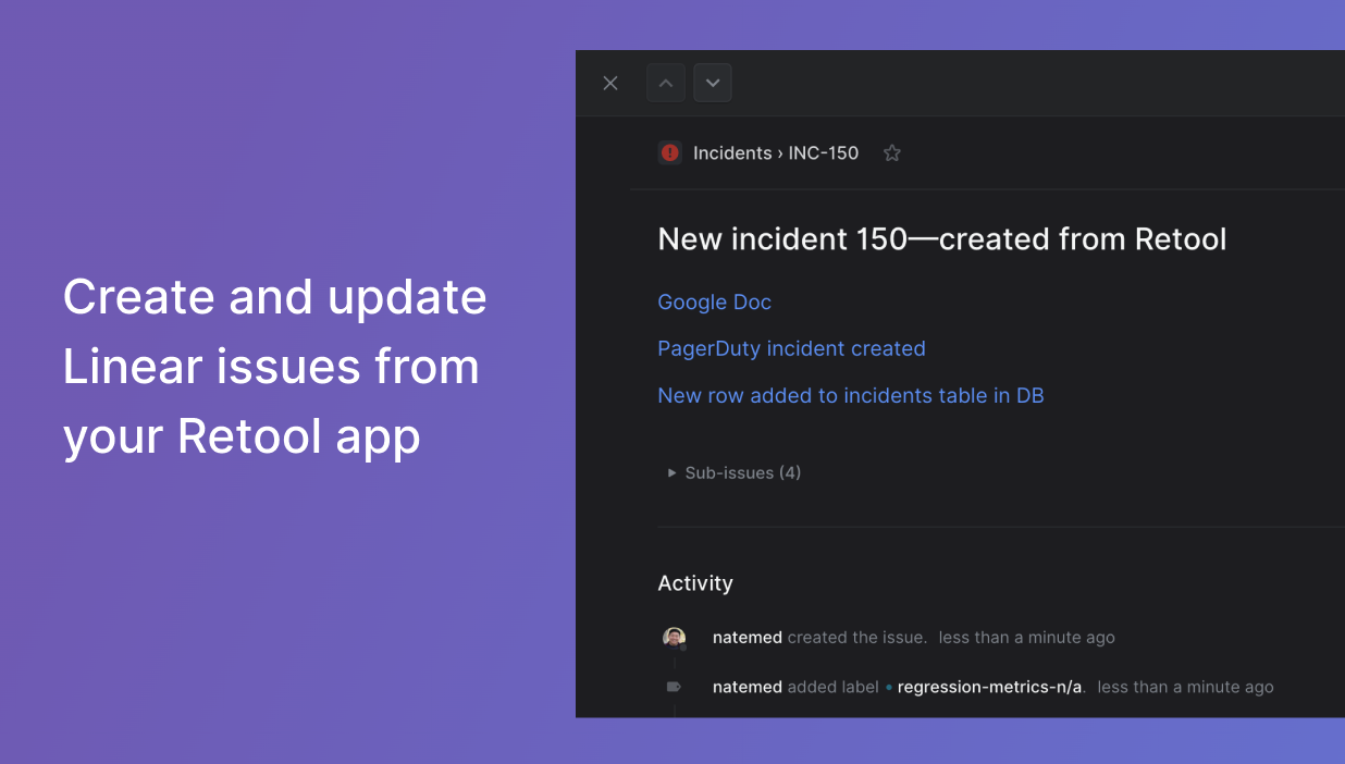 Create and update Linear issues from your Retool app