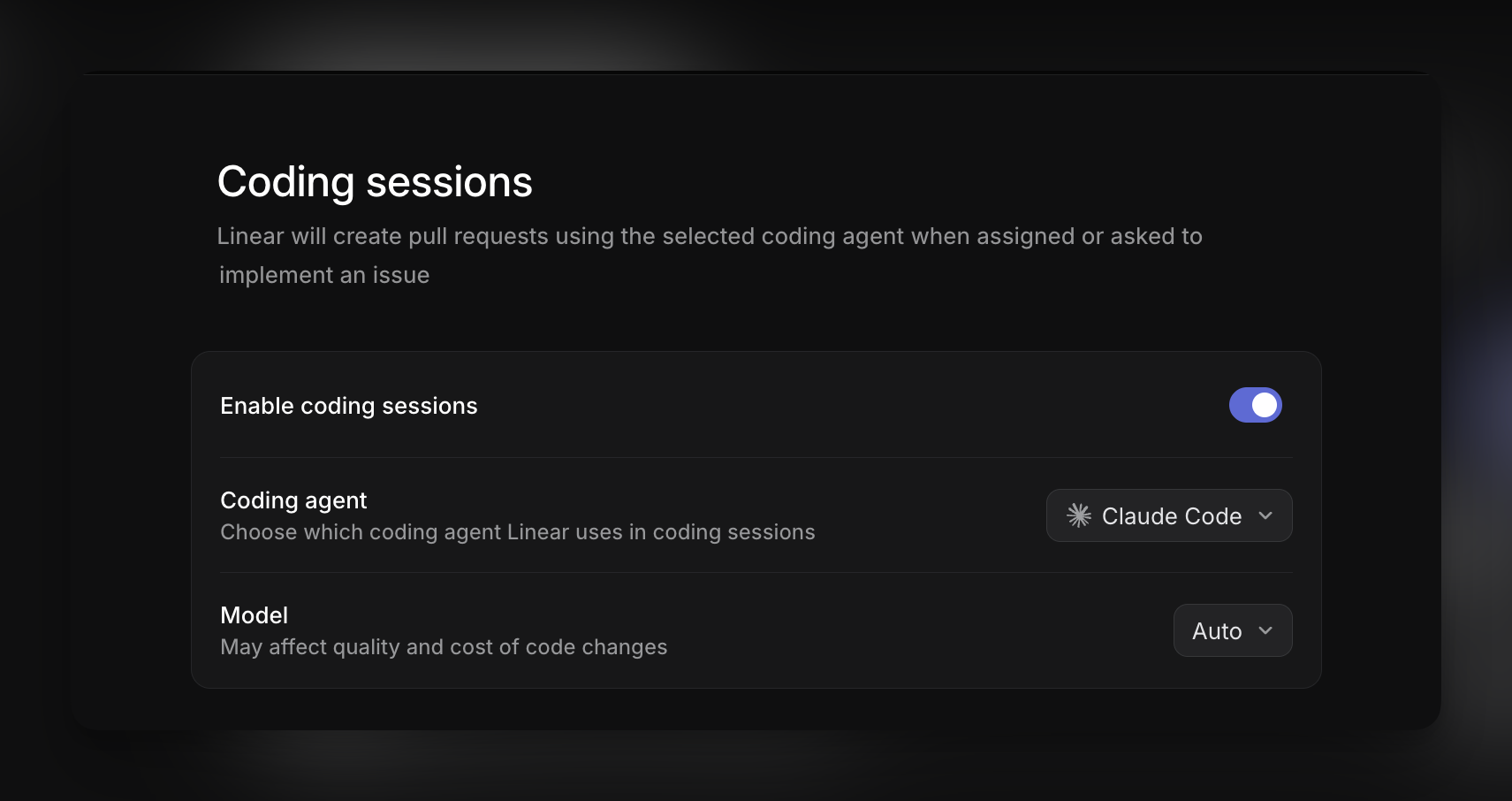 Coding sessions model selection
