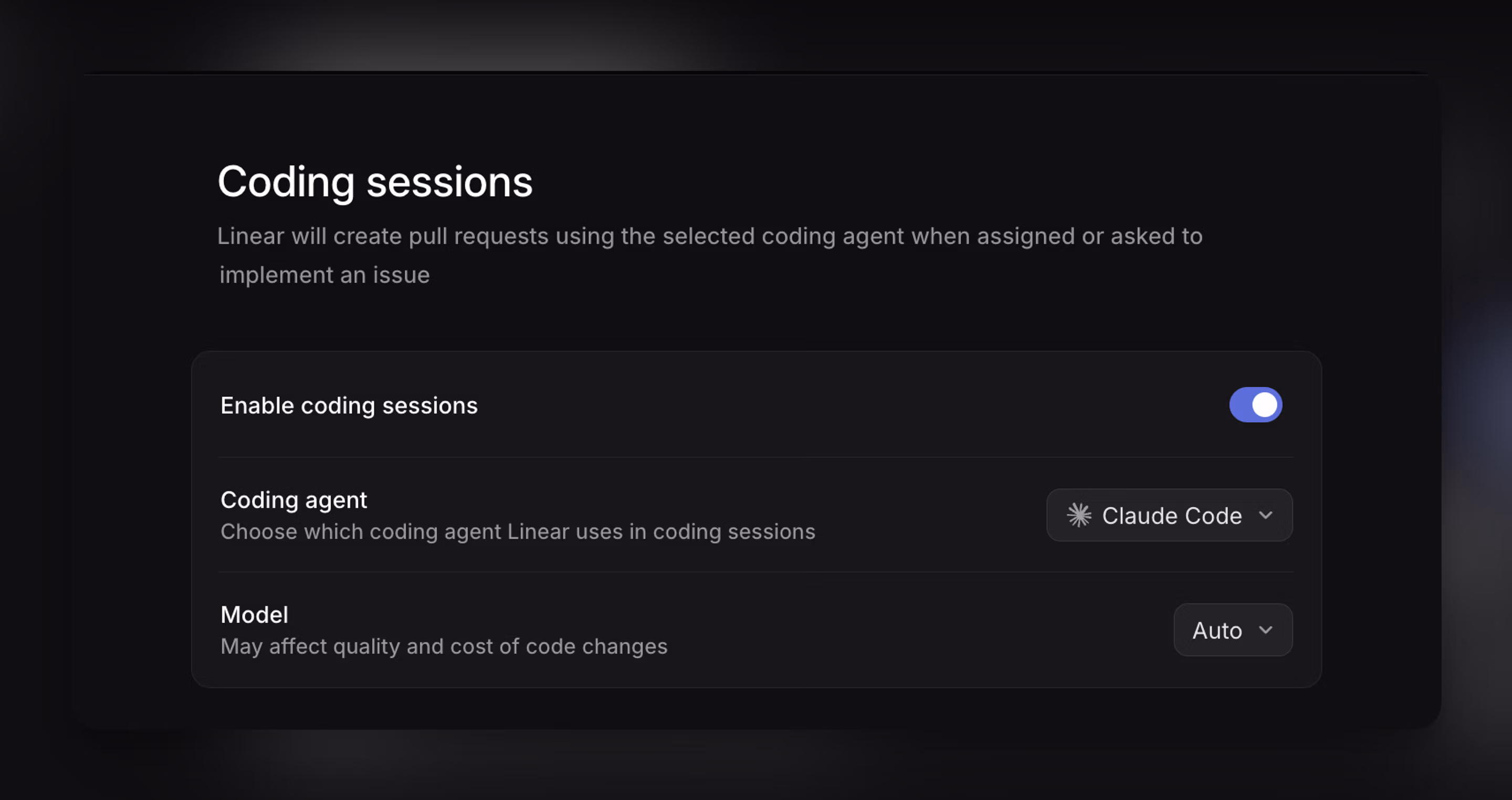Coding sessions model selection