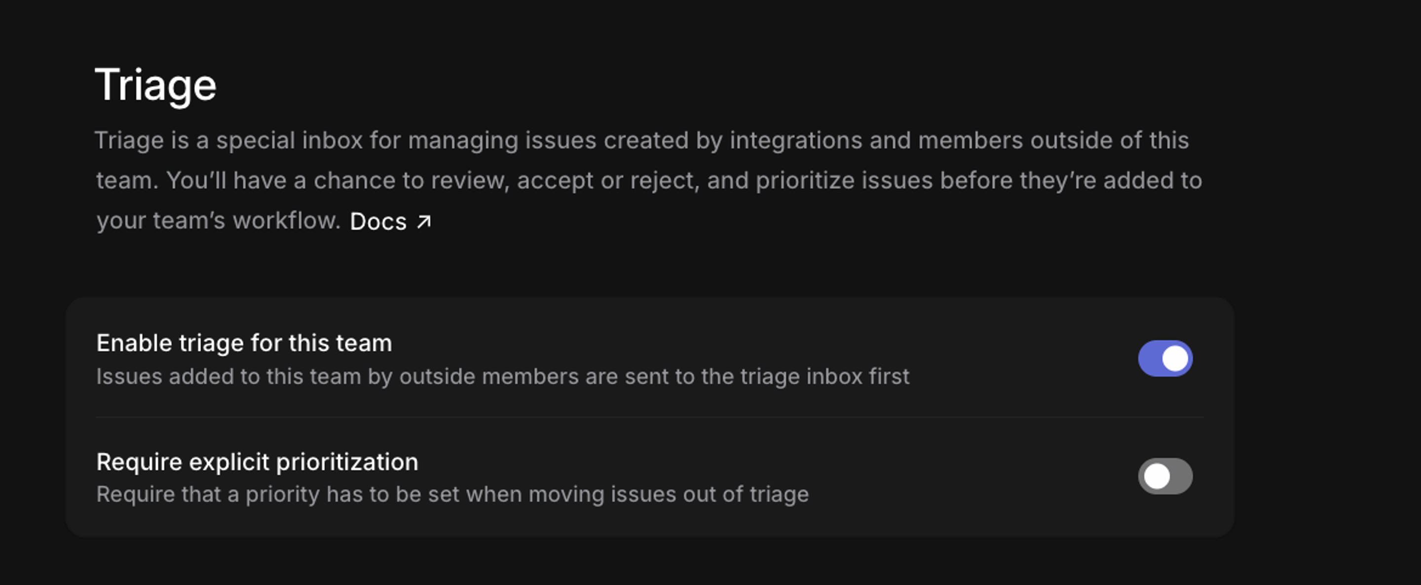 Traige enabled in settings.