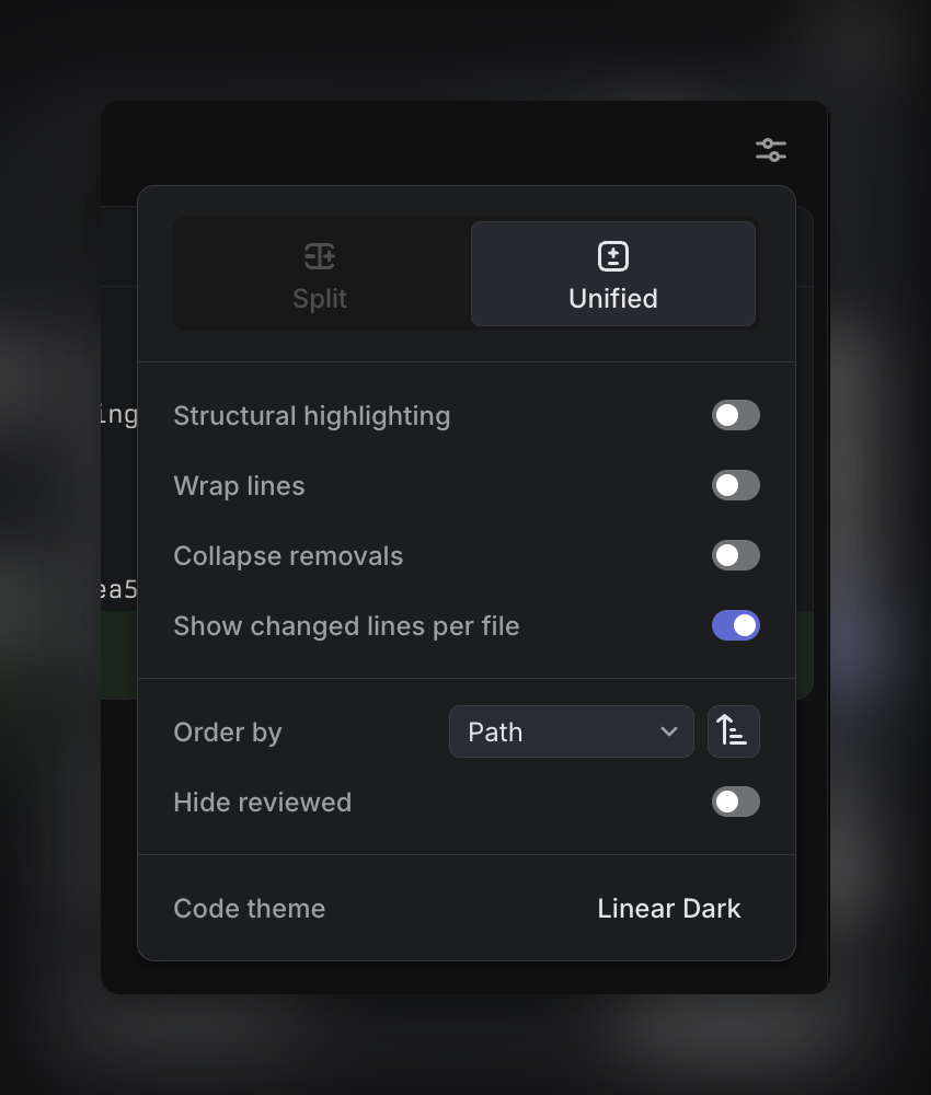 Unified and Split diff view options