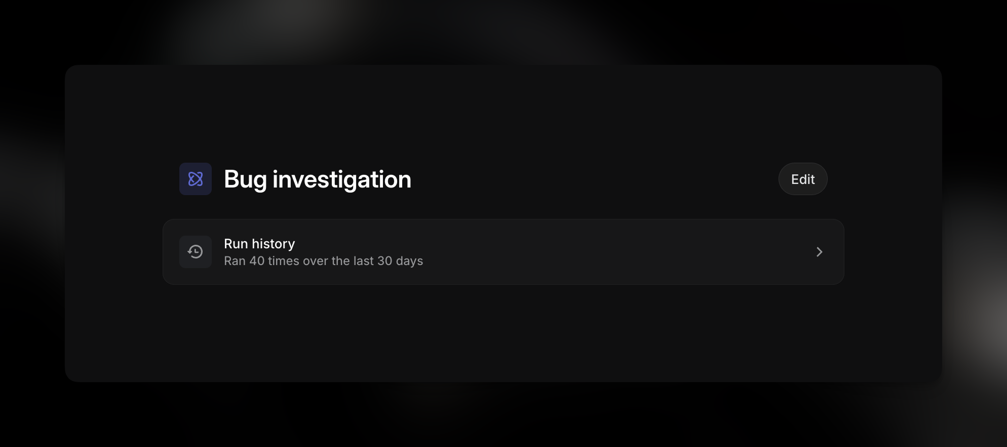 Run History Menu