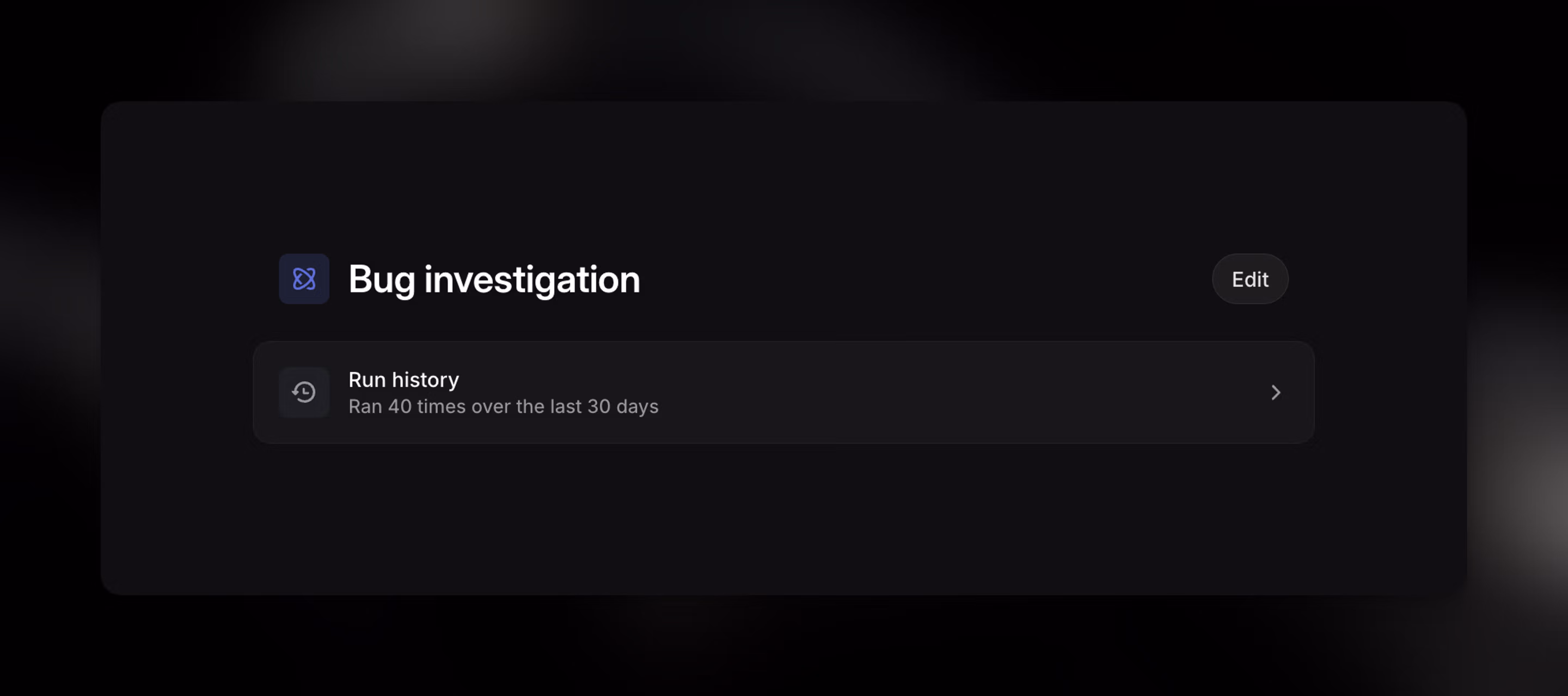 Run History Menu