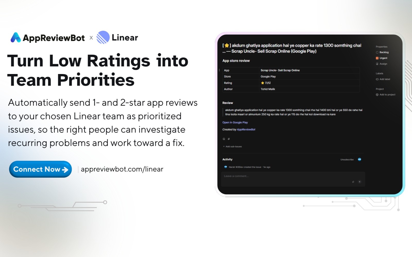 sending low reviews into linear