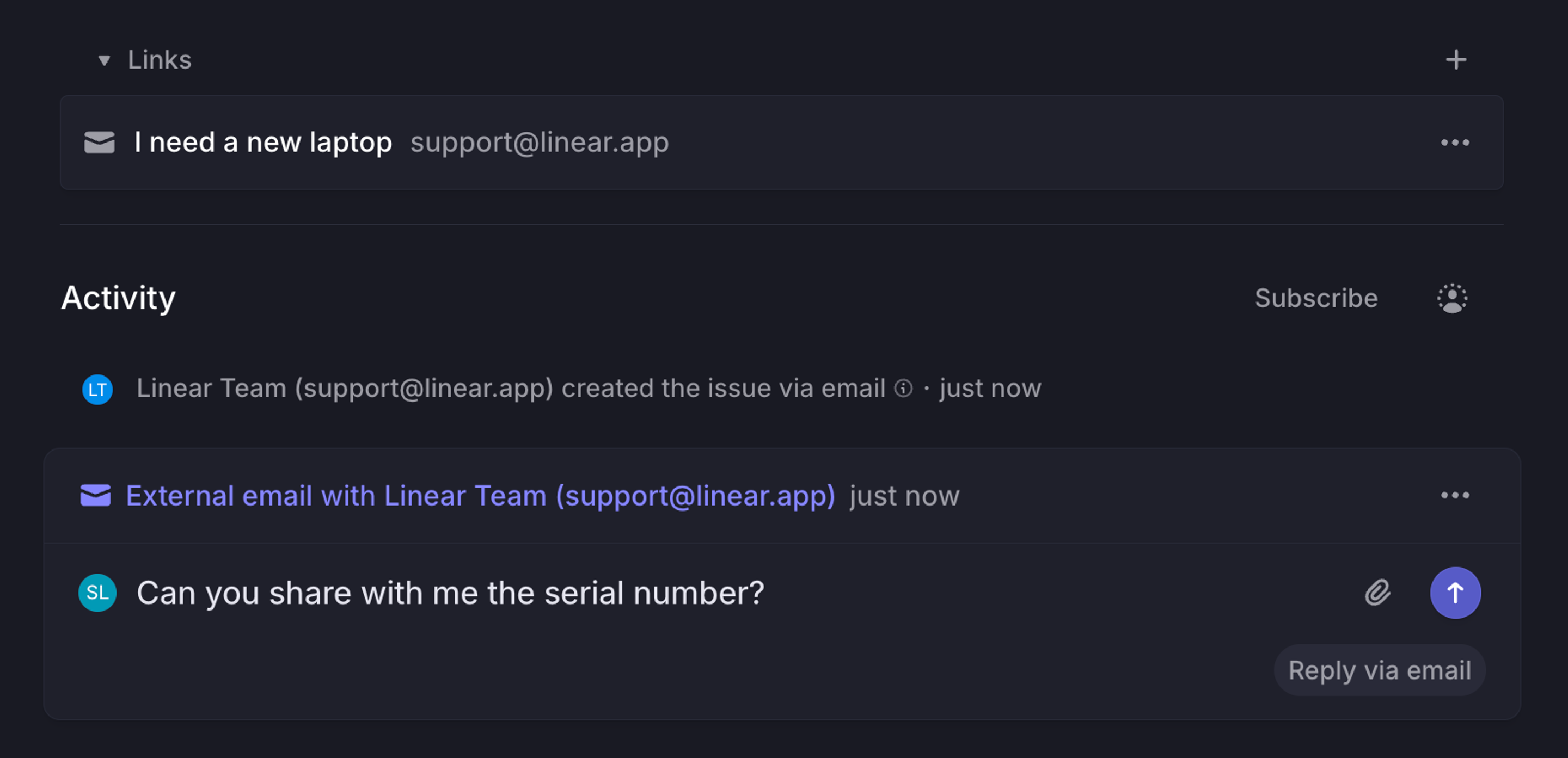 Synced email thread