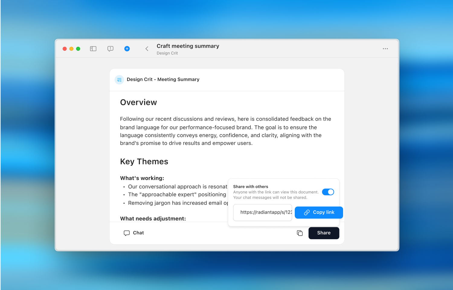 Collaborate on brand strategy documents with shareable notes
