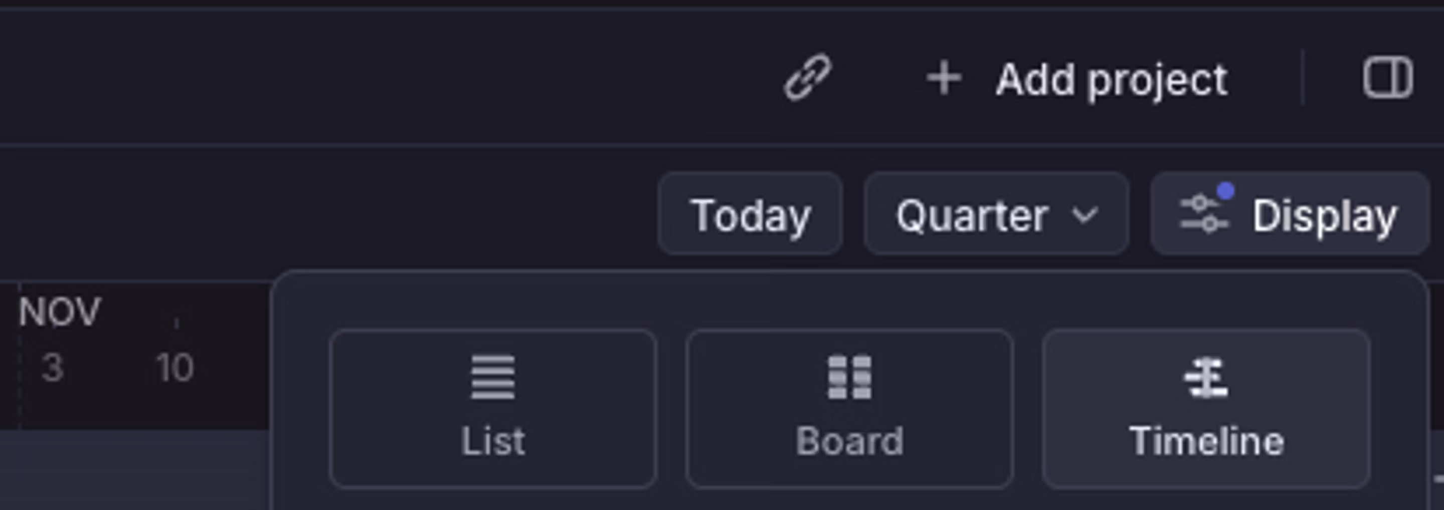 Display options for Timeline