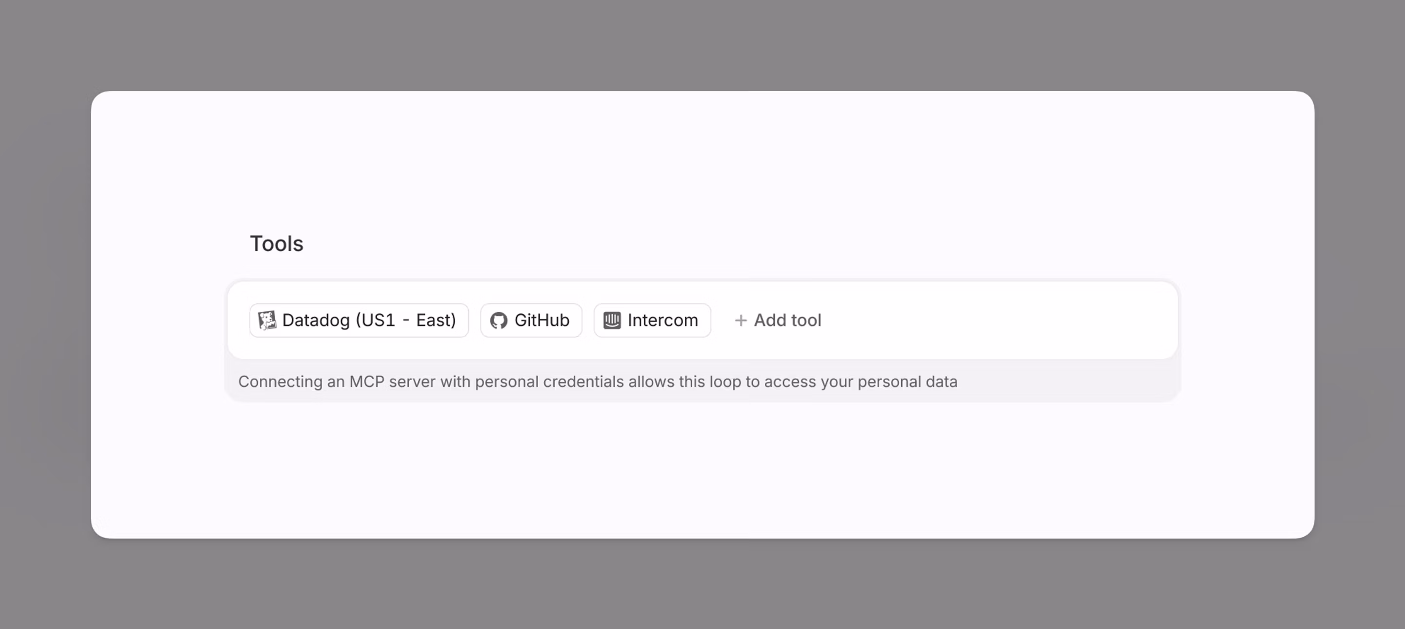 Tools available during a loop run
