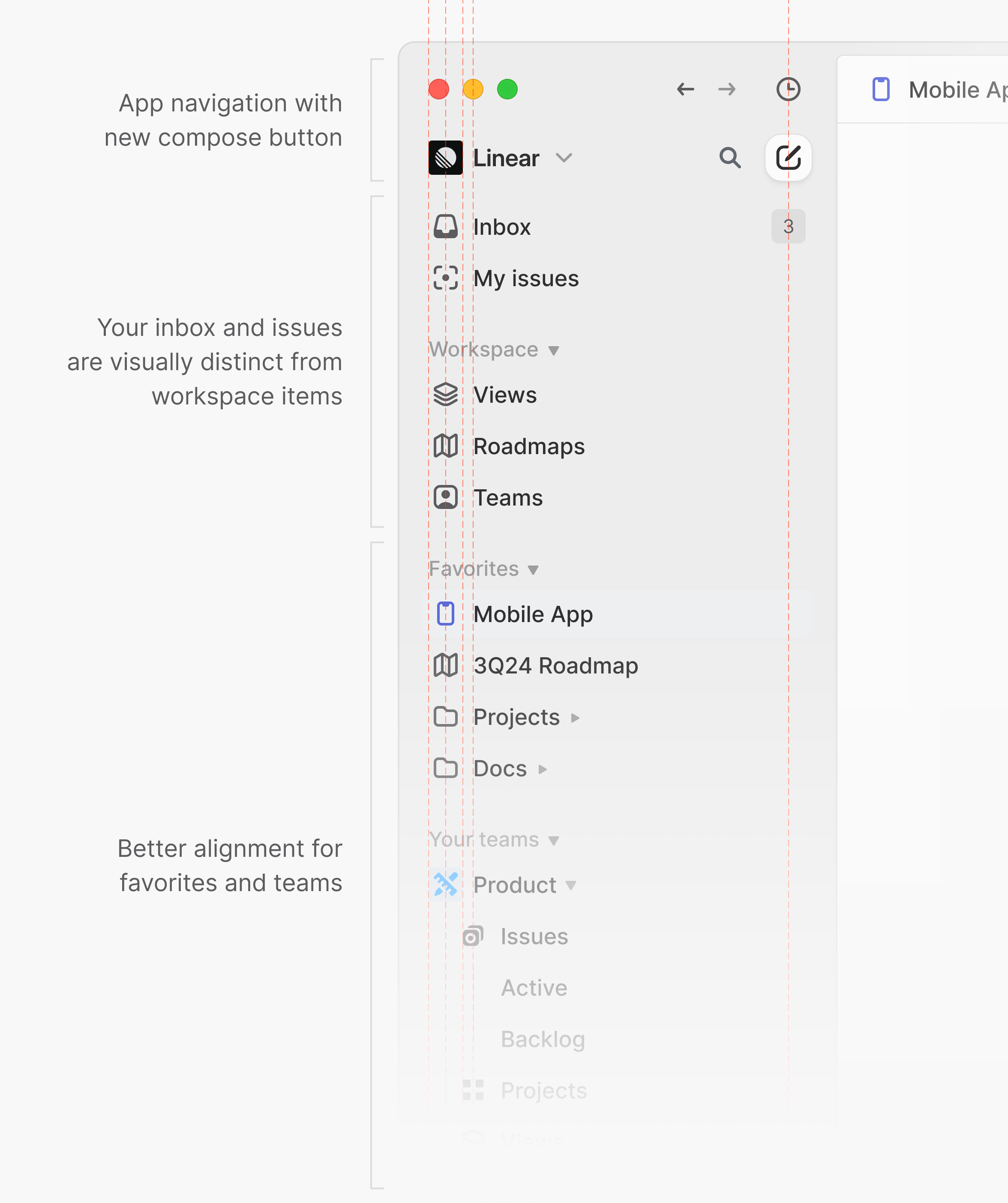 Linear's sidebar alignments