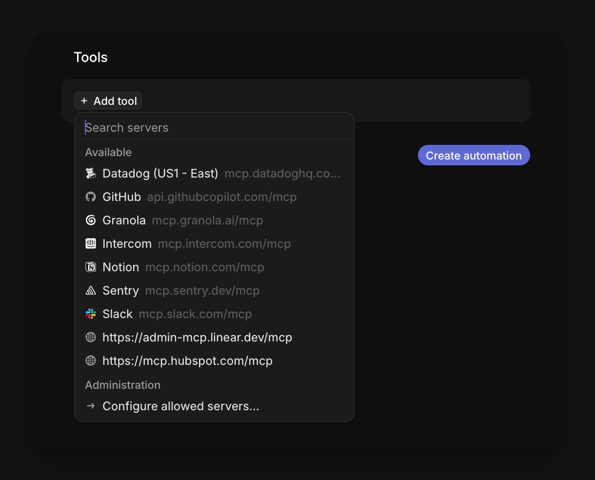 Automation configuration