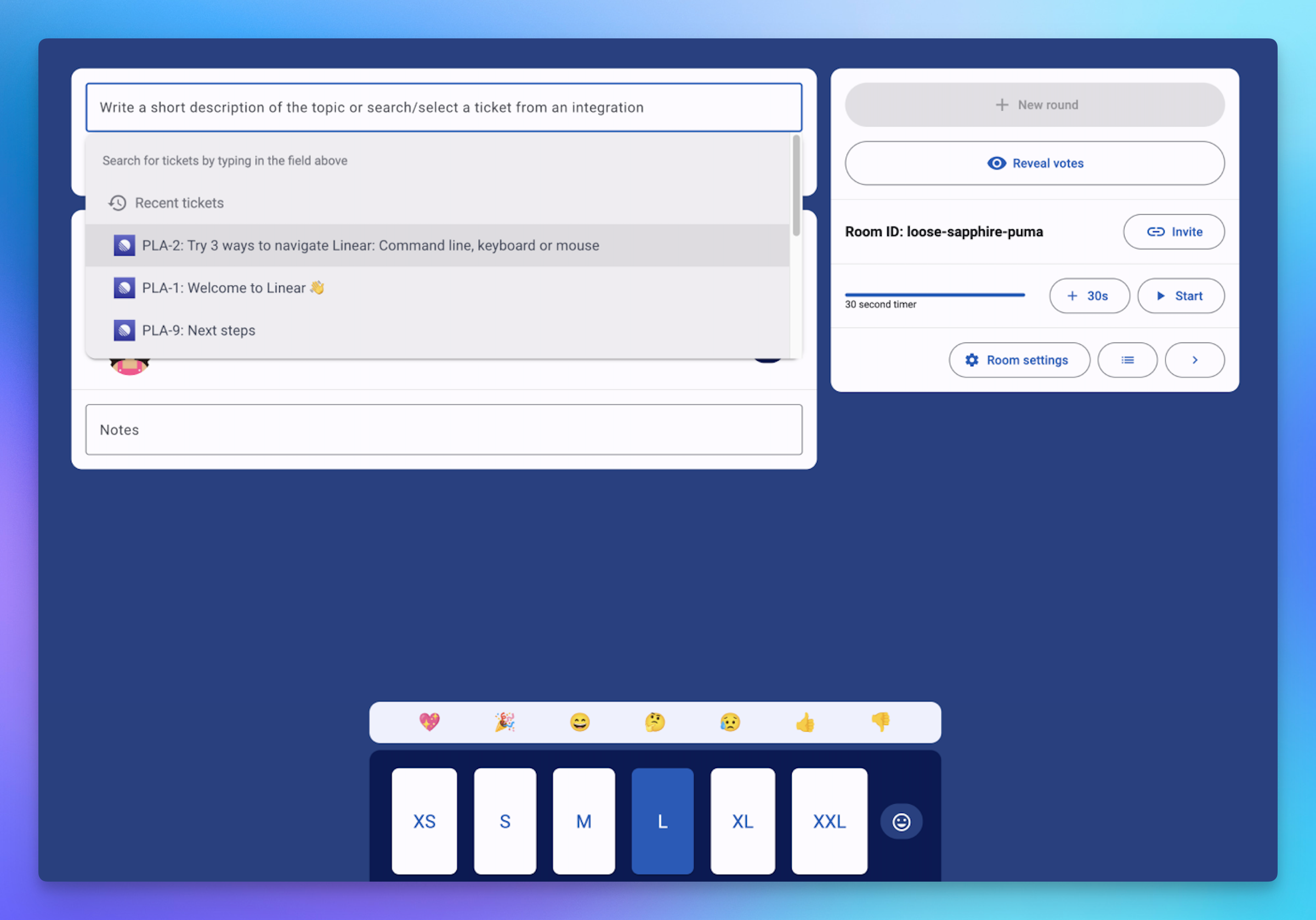 Choosing Linear issues in PlanningPoker.live