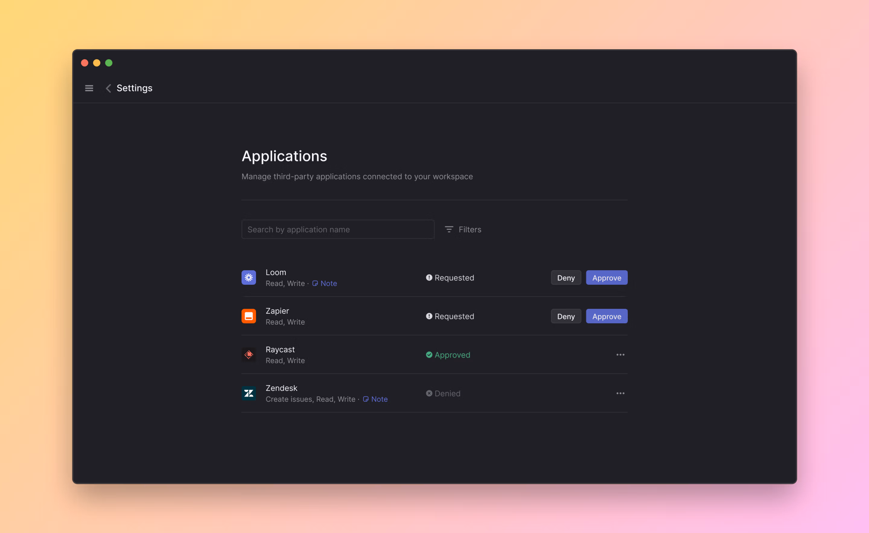 Login screen on the Linear desktop app