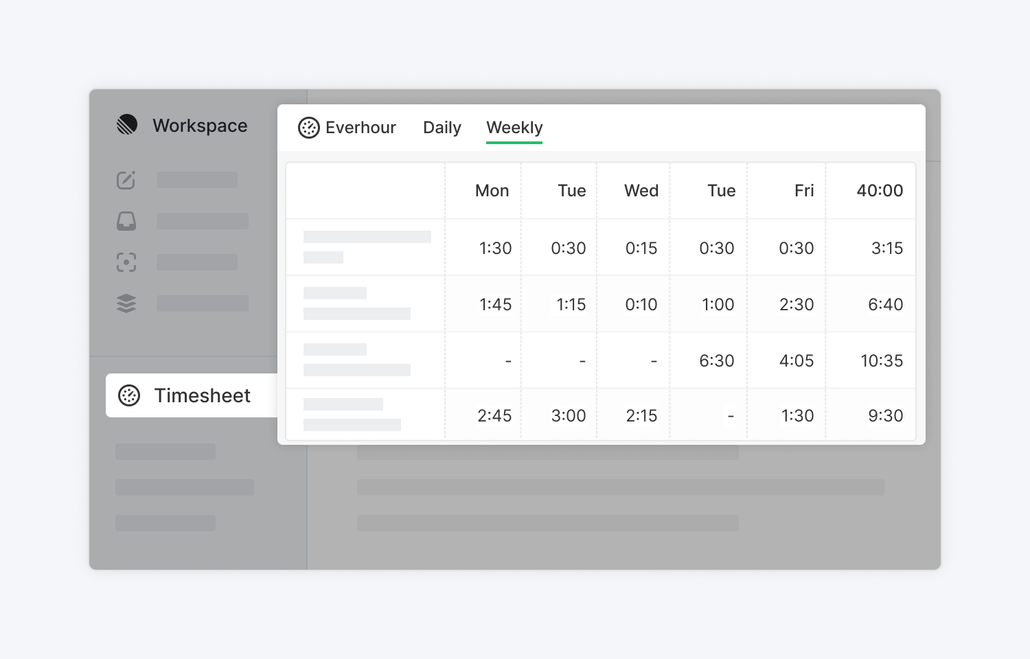 Everhour timesheet