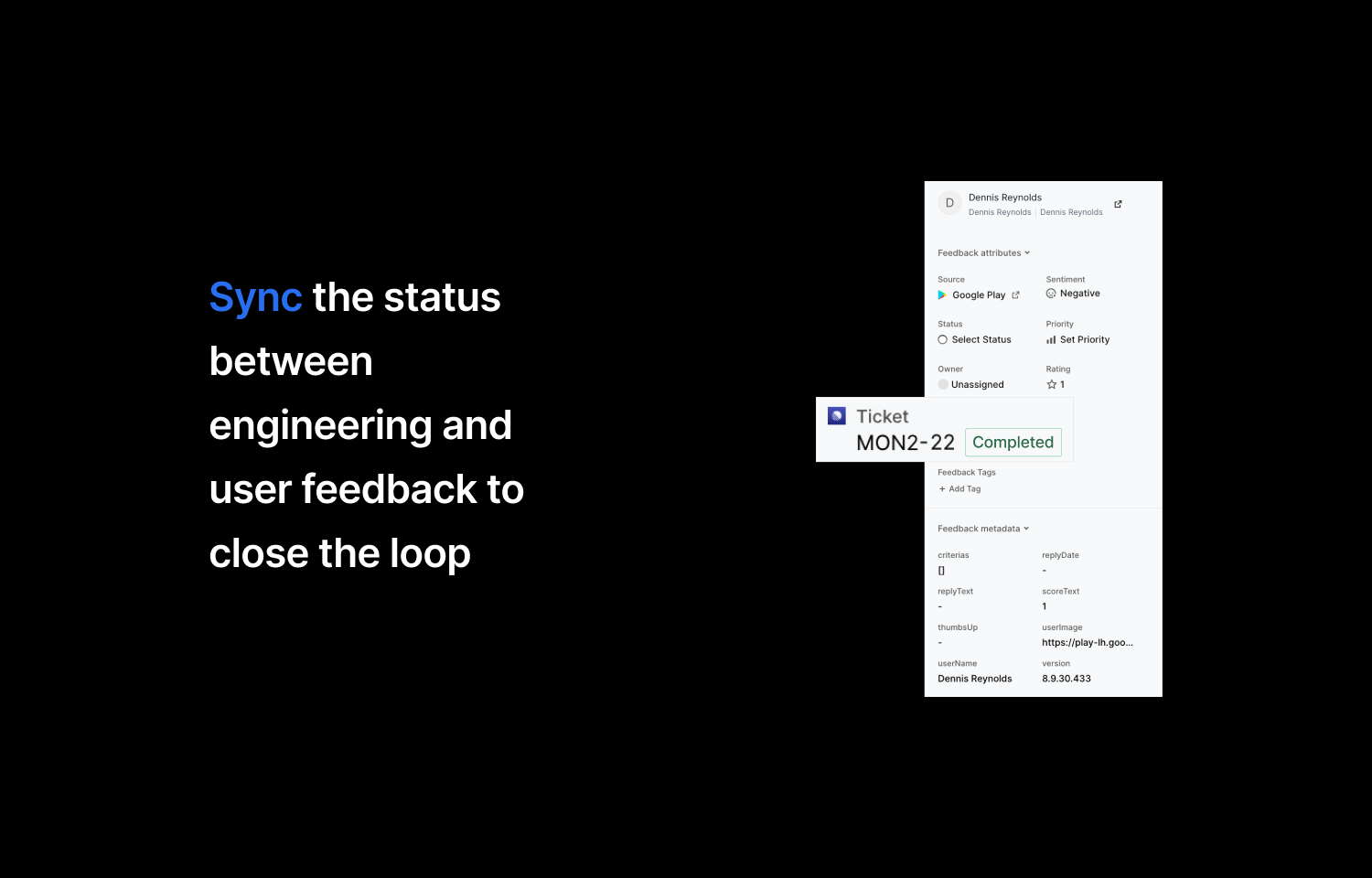 Sync the status between engineering and feedback