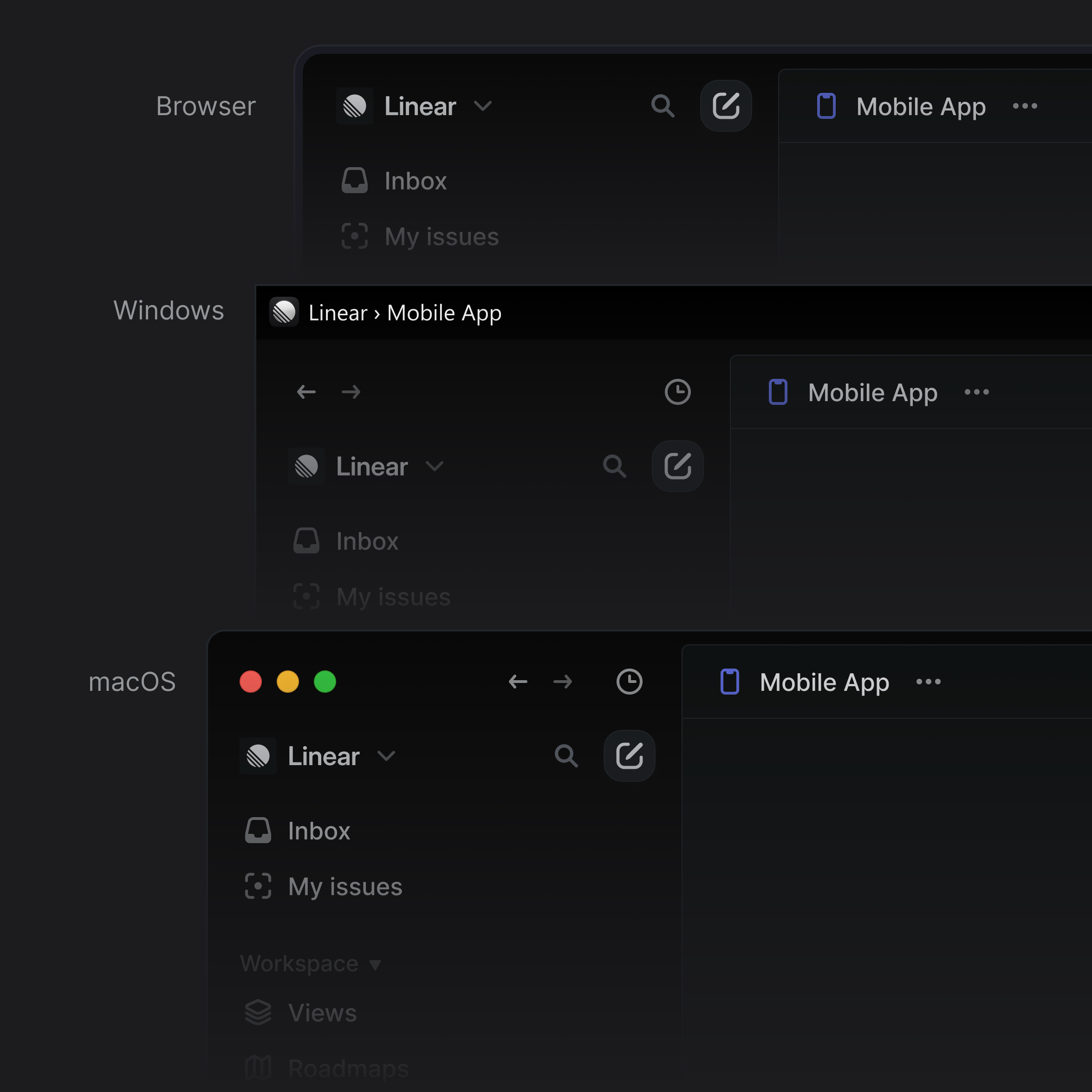 Linear on macOS, Windows, and in a browser