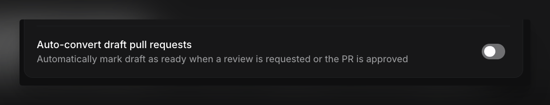 Auto-convert draft PRs setting