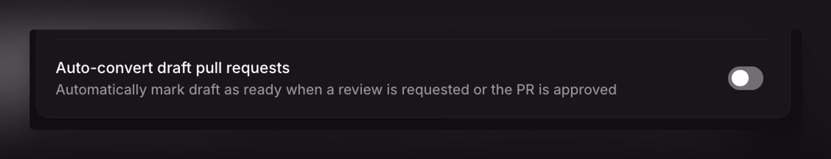 Auto-convert draft PRs setting