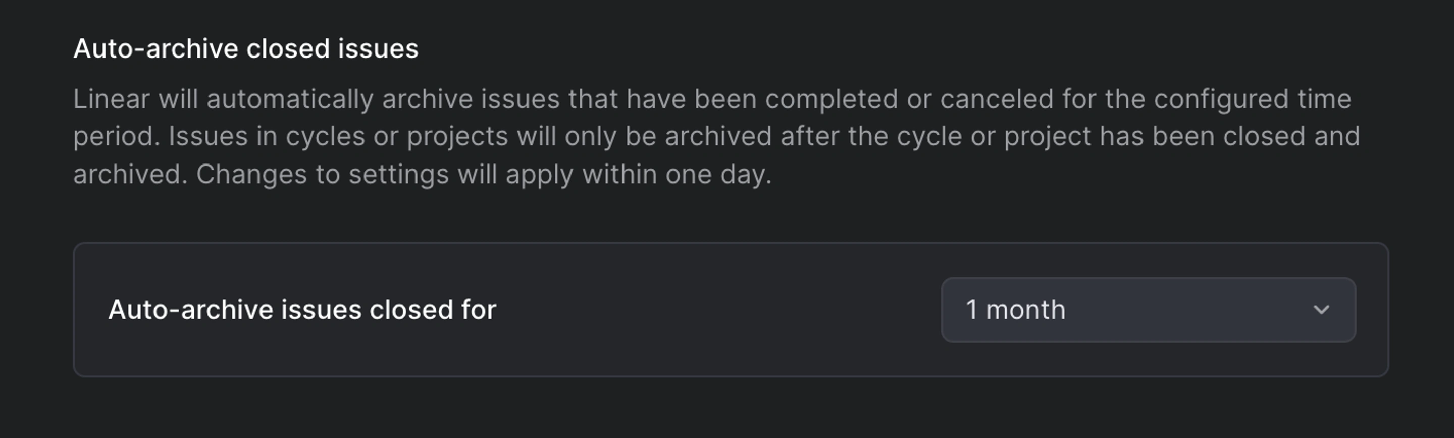 auto-archive issues closed for selection in settings