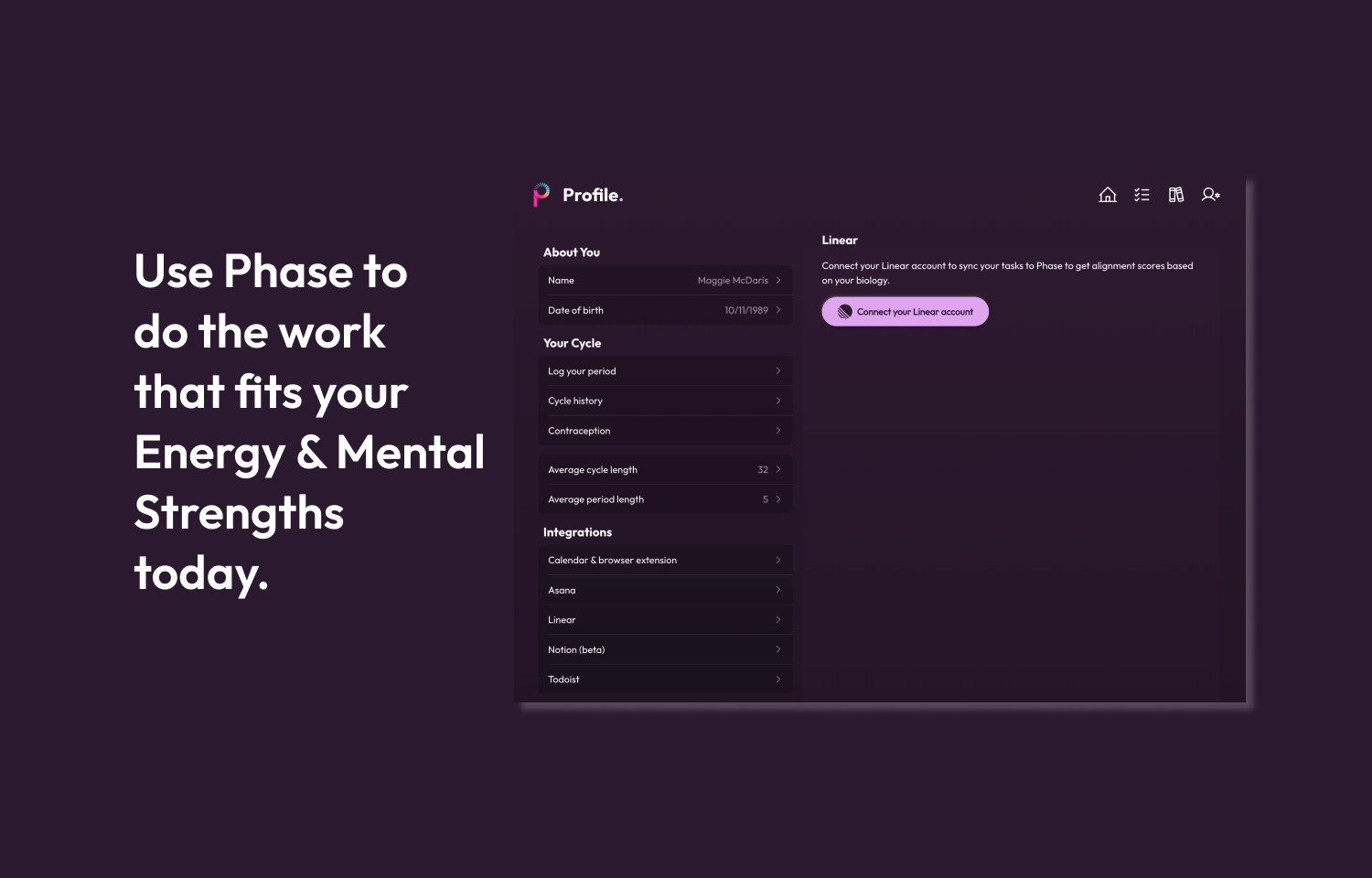 Linear and phase connect screen