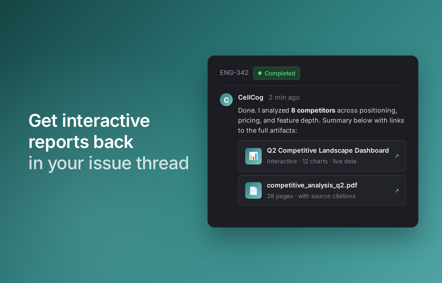 Get interactive reports back in your issue thread