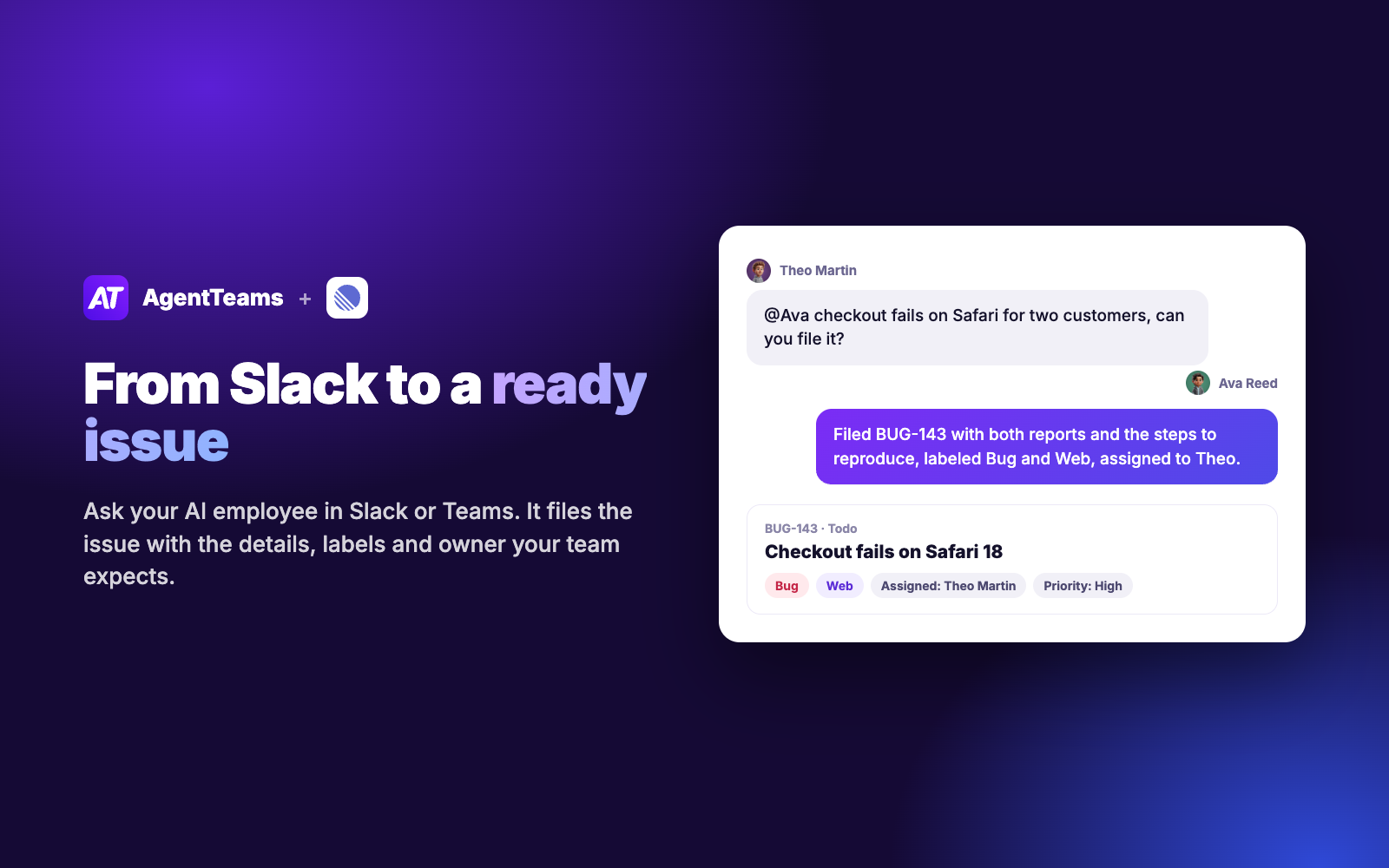 creating issues from Slack
