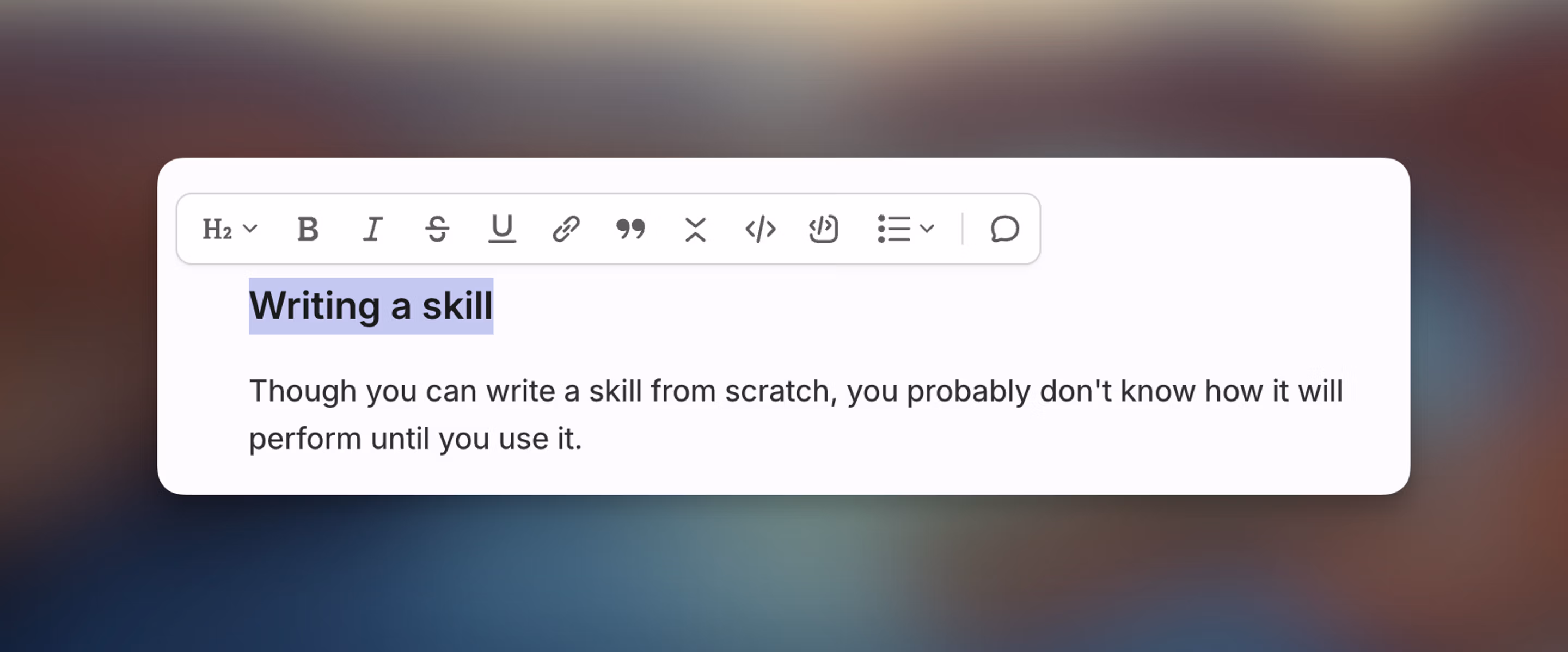 formatting options in a Linear document