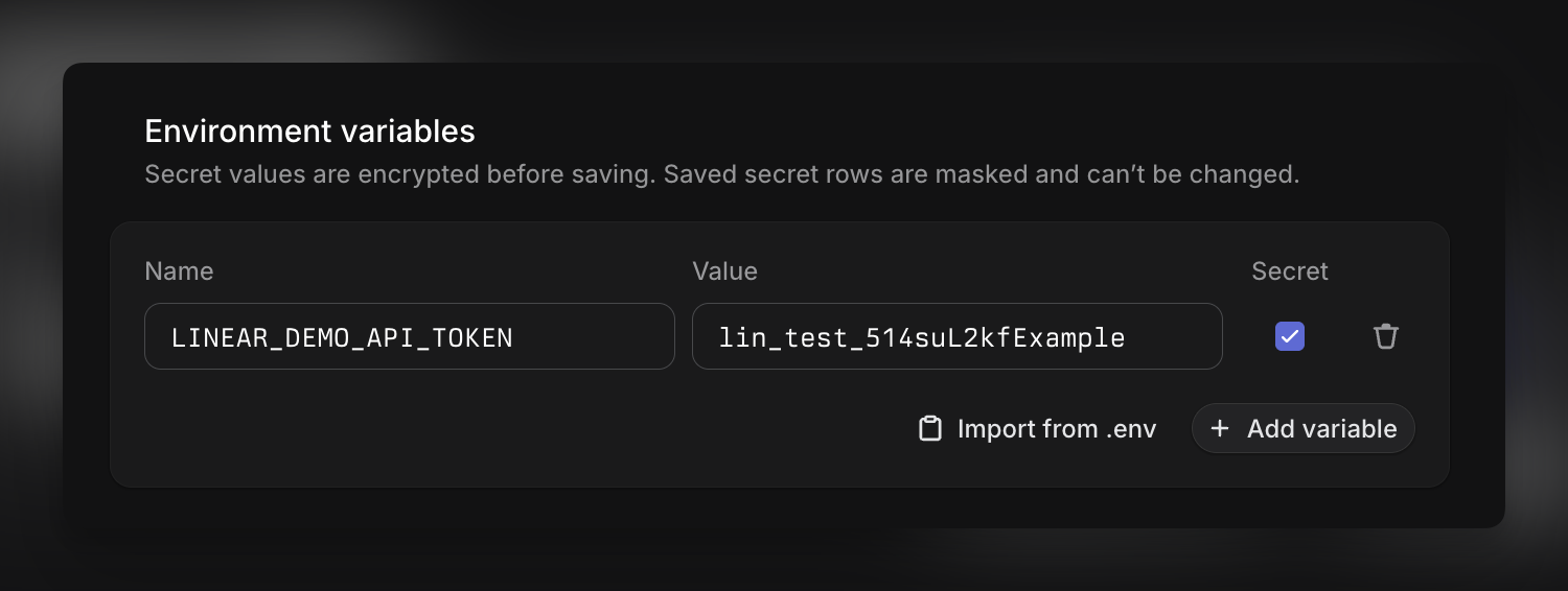 Environment secrets