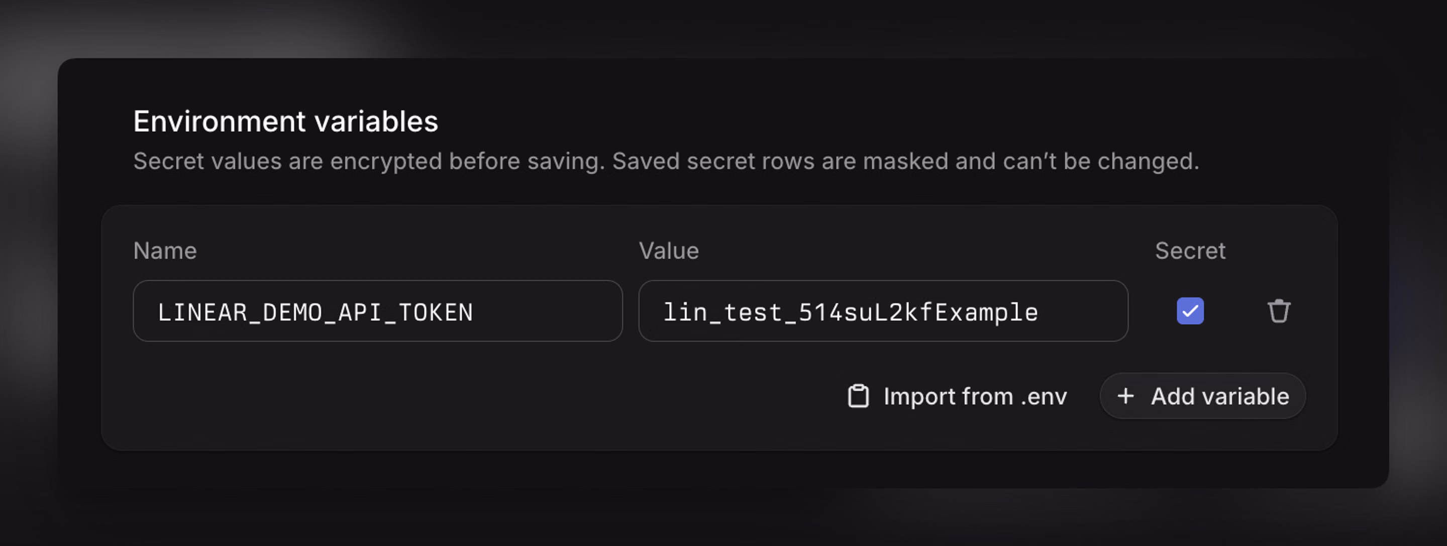 Environment secrets
