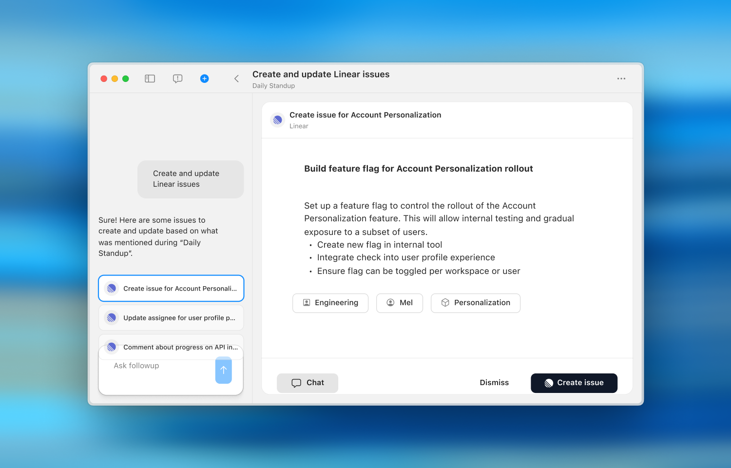 Create and update Linear issues directly from your meeting notes
