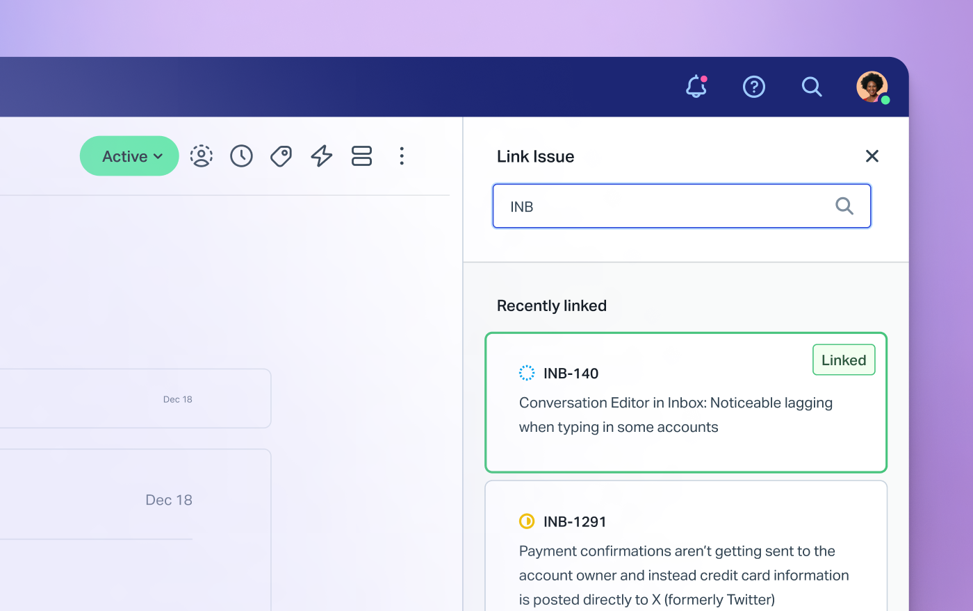 Help Scout Linear integration showing customer requests recently linked