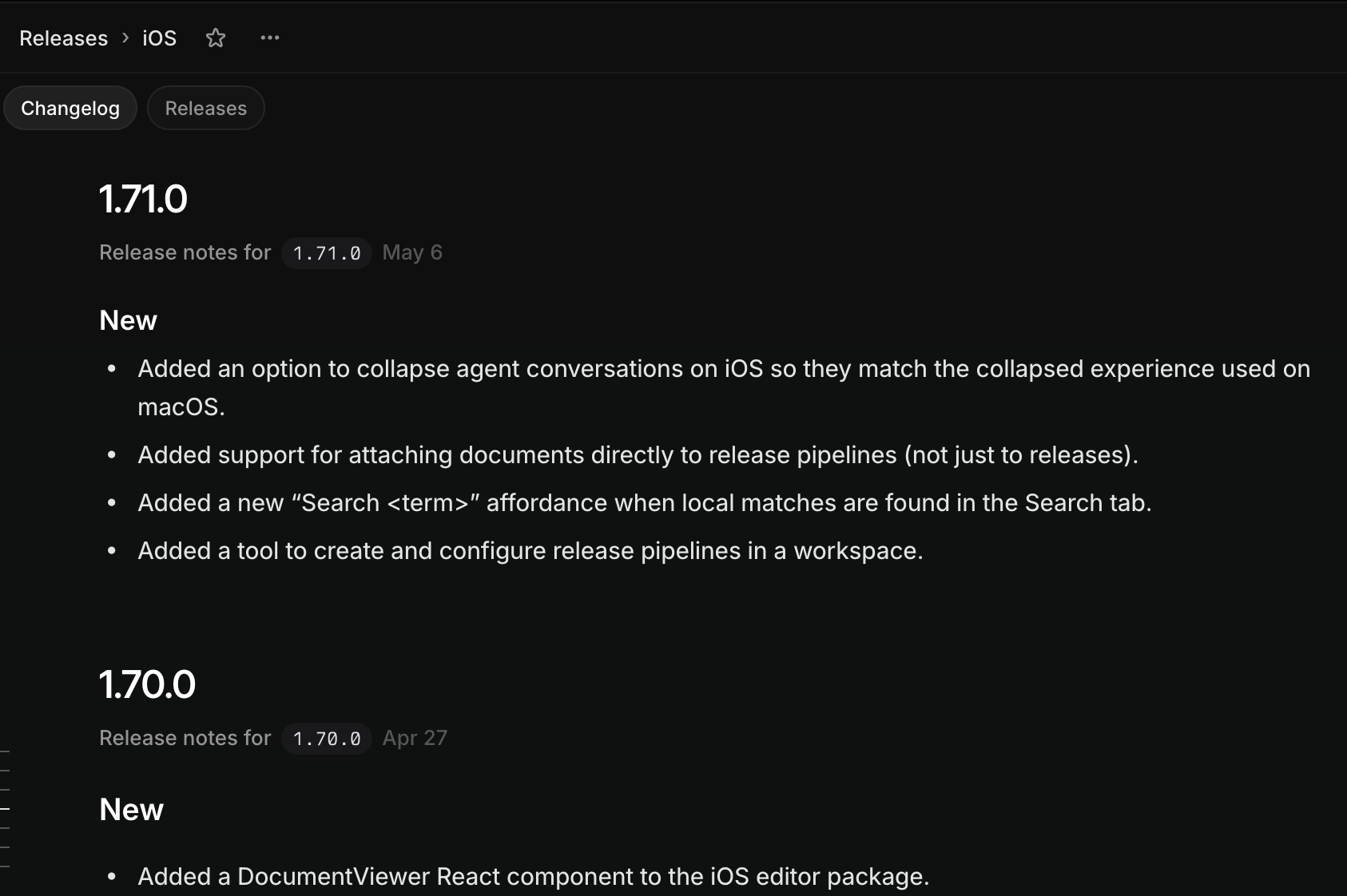 changelog in a scheduled pipeline