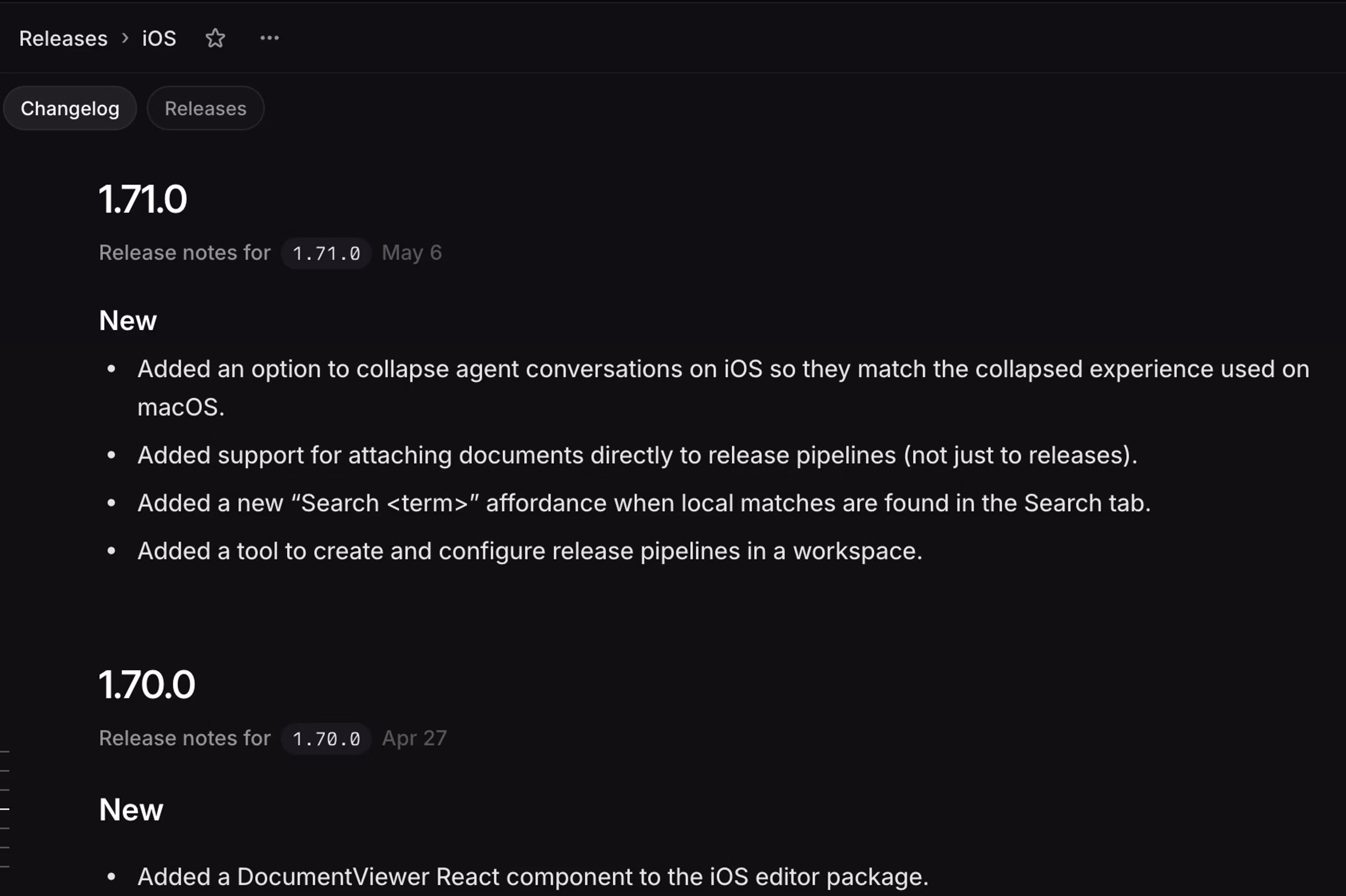 changelog in a scheduled pipeline