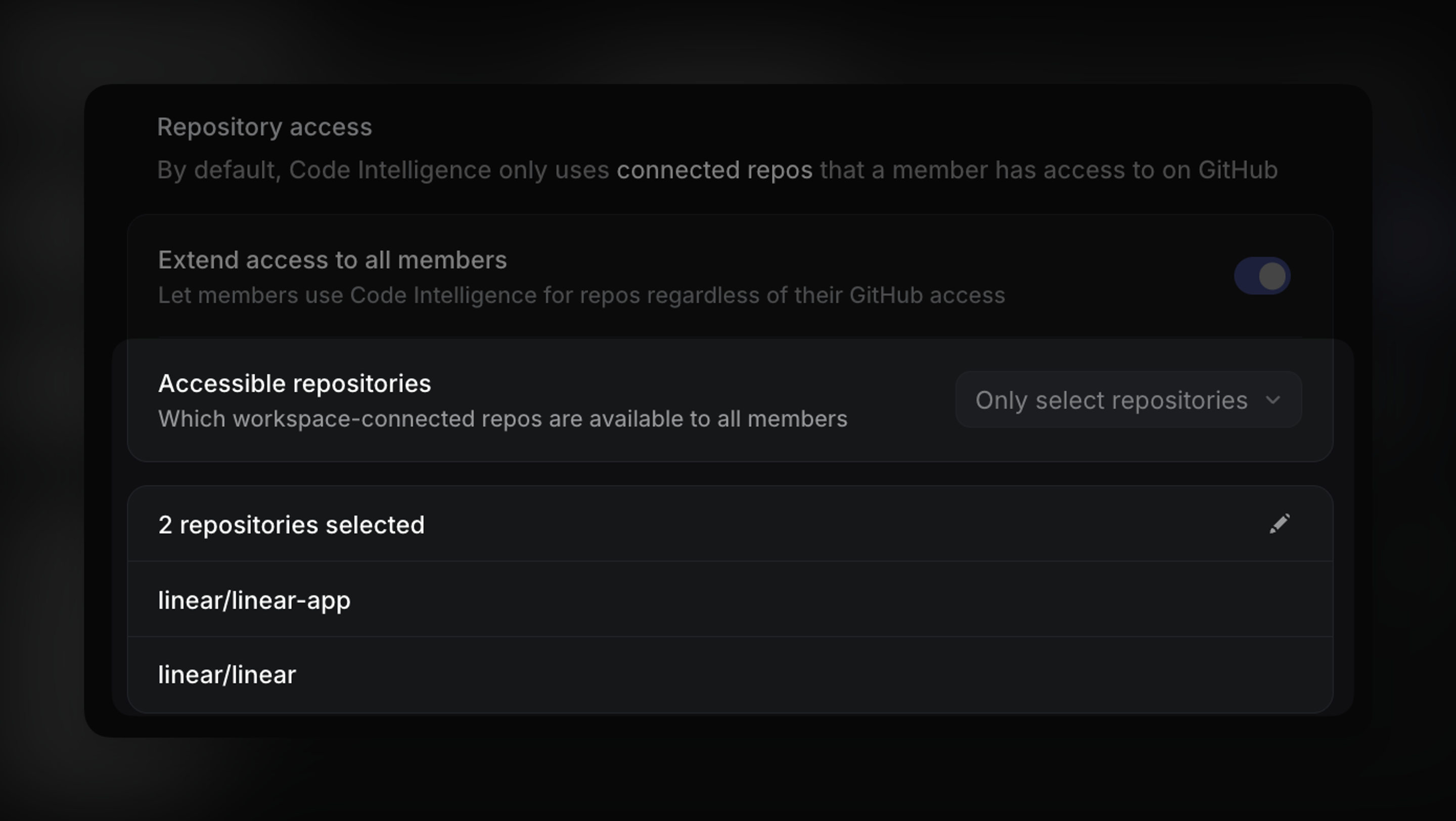 Configure specific repositories available through Code Intelligence