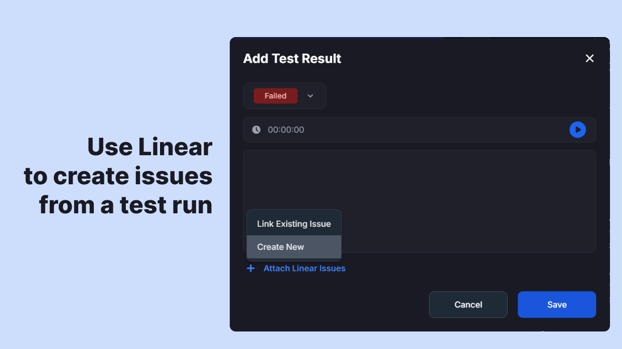 Adding Linear issues to QA Sphere test results