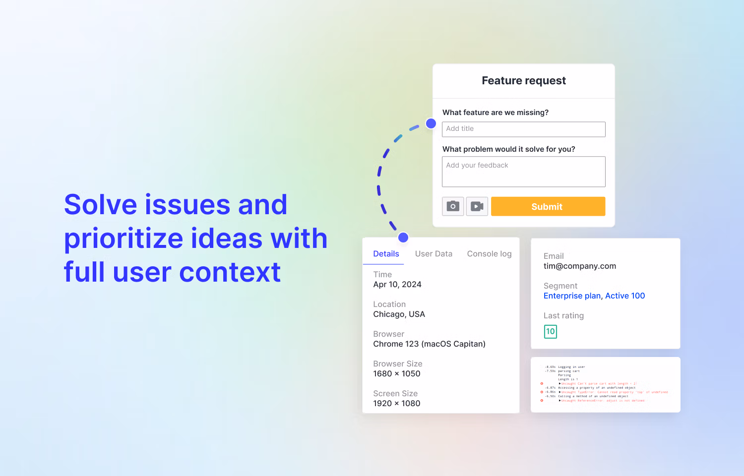 Usersnap interface showing the option to solve issues