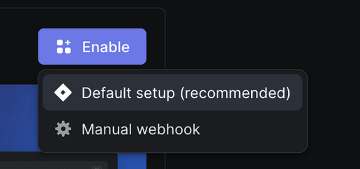shows the webhook option when enabling jira sync