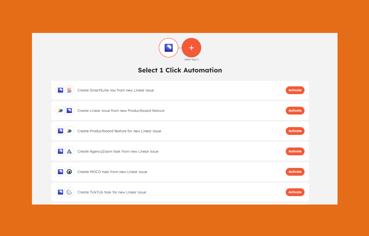 Integrately interface showing various automations