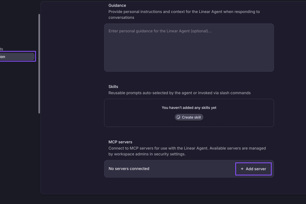 Connect Agent to MCP Server from Settings