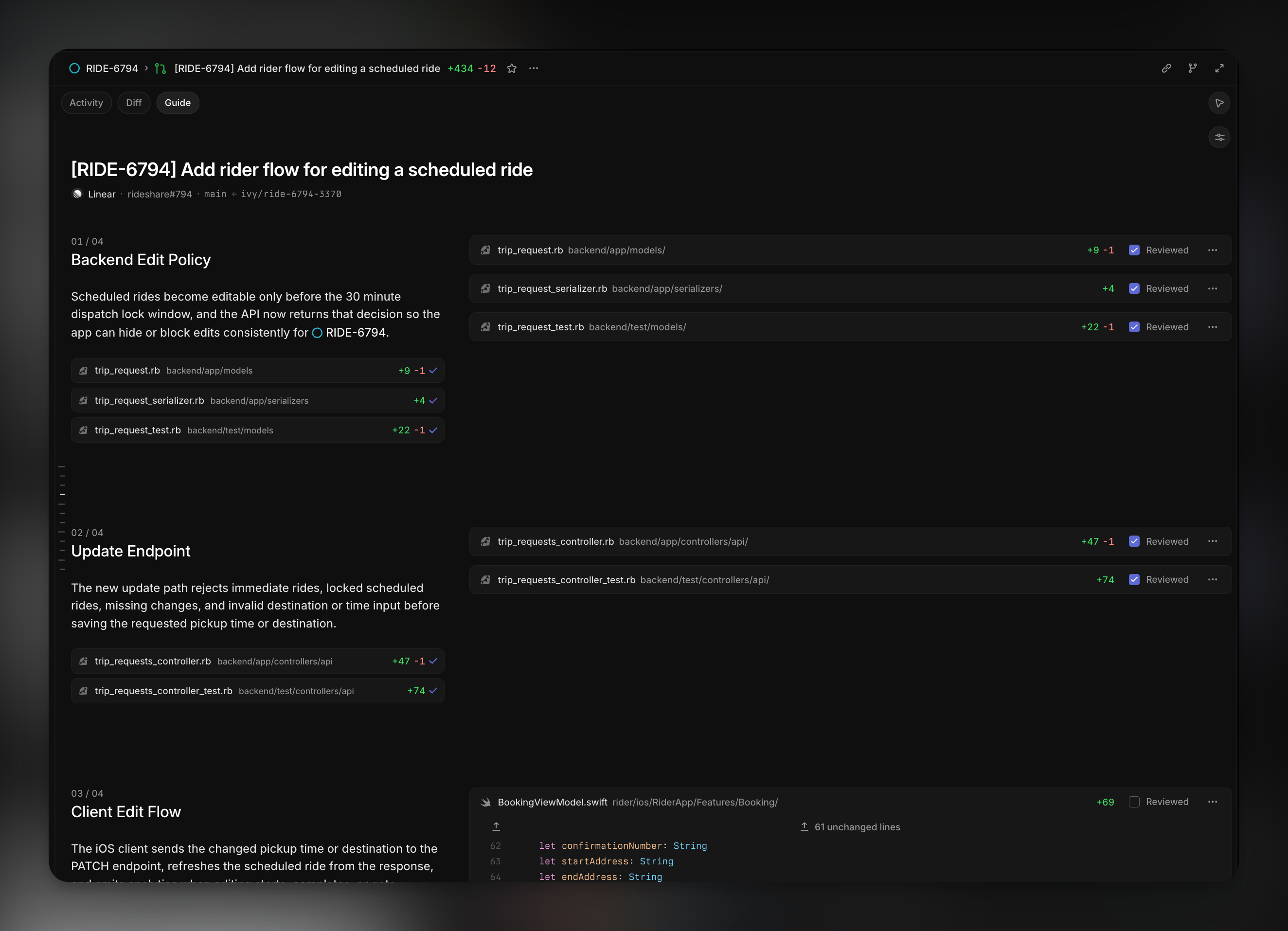 Guided review to help you understand large pull requests faster