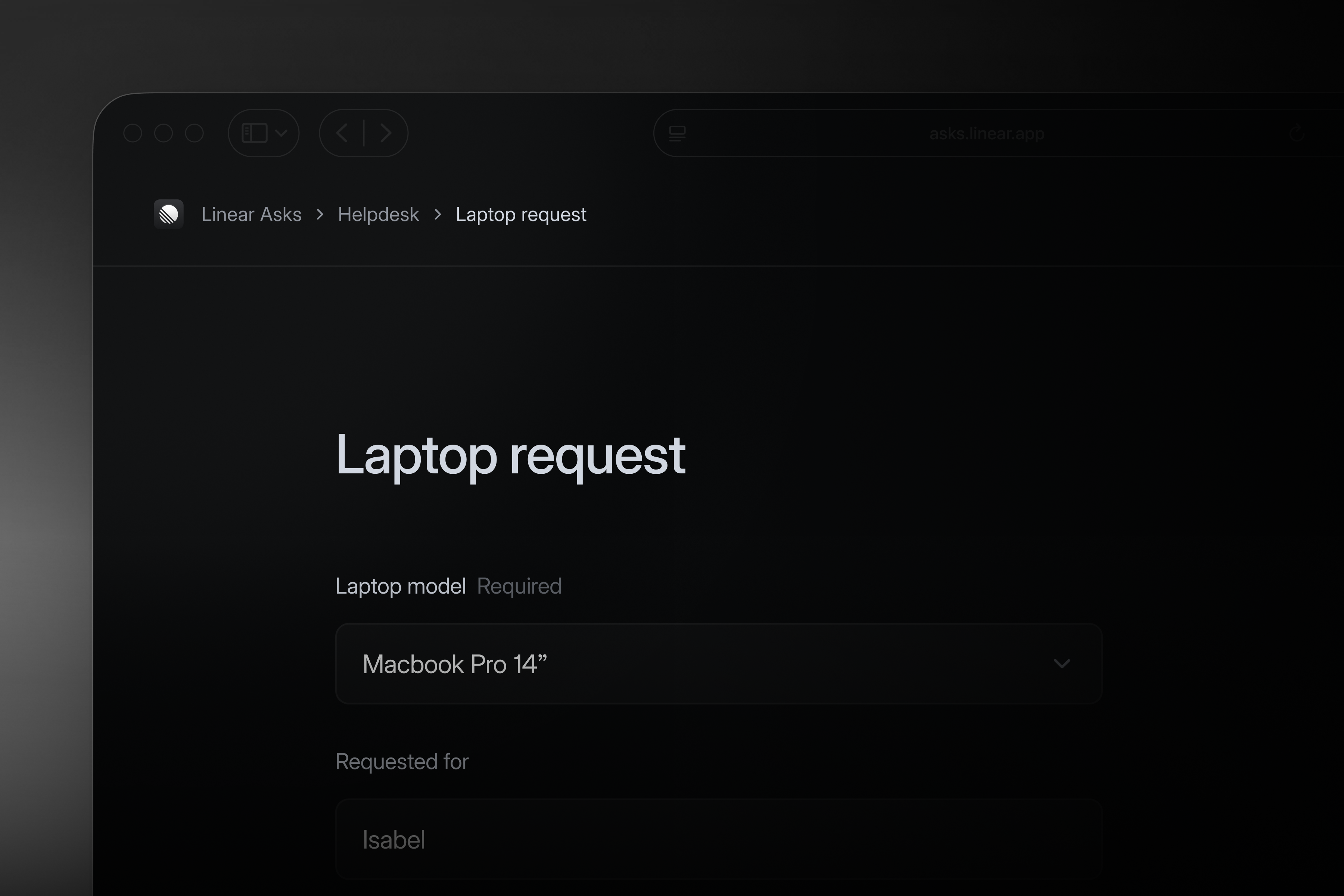laptop request web form 