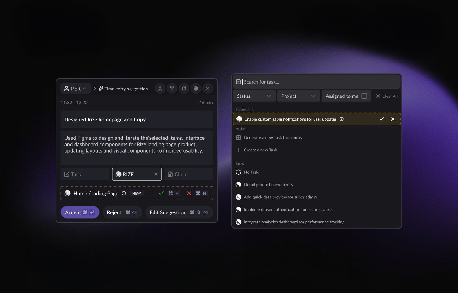 Create new Linear issues directly from Rize