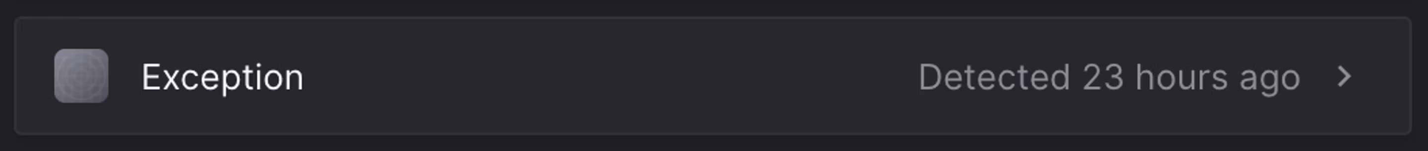 A Linear attachment with title "Exception" and date formatting that says "Detected 23 hours ago".