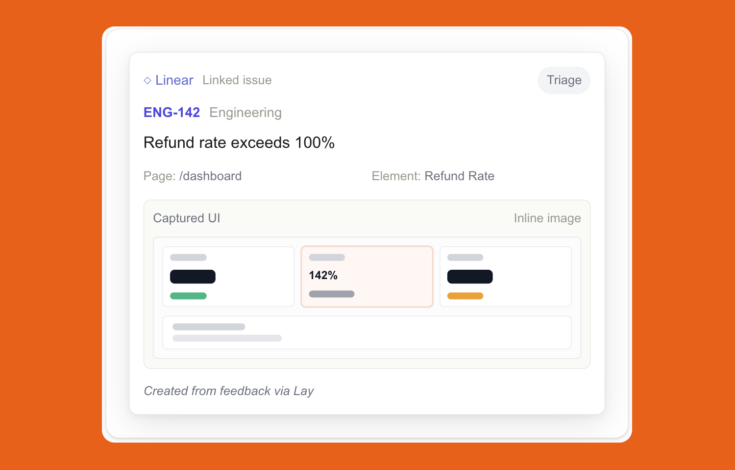 Lay interface showing linked issue