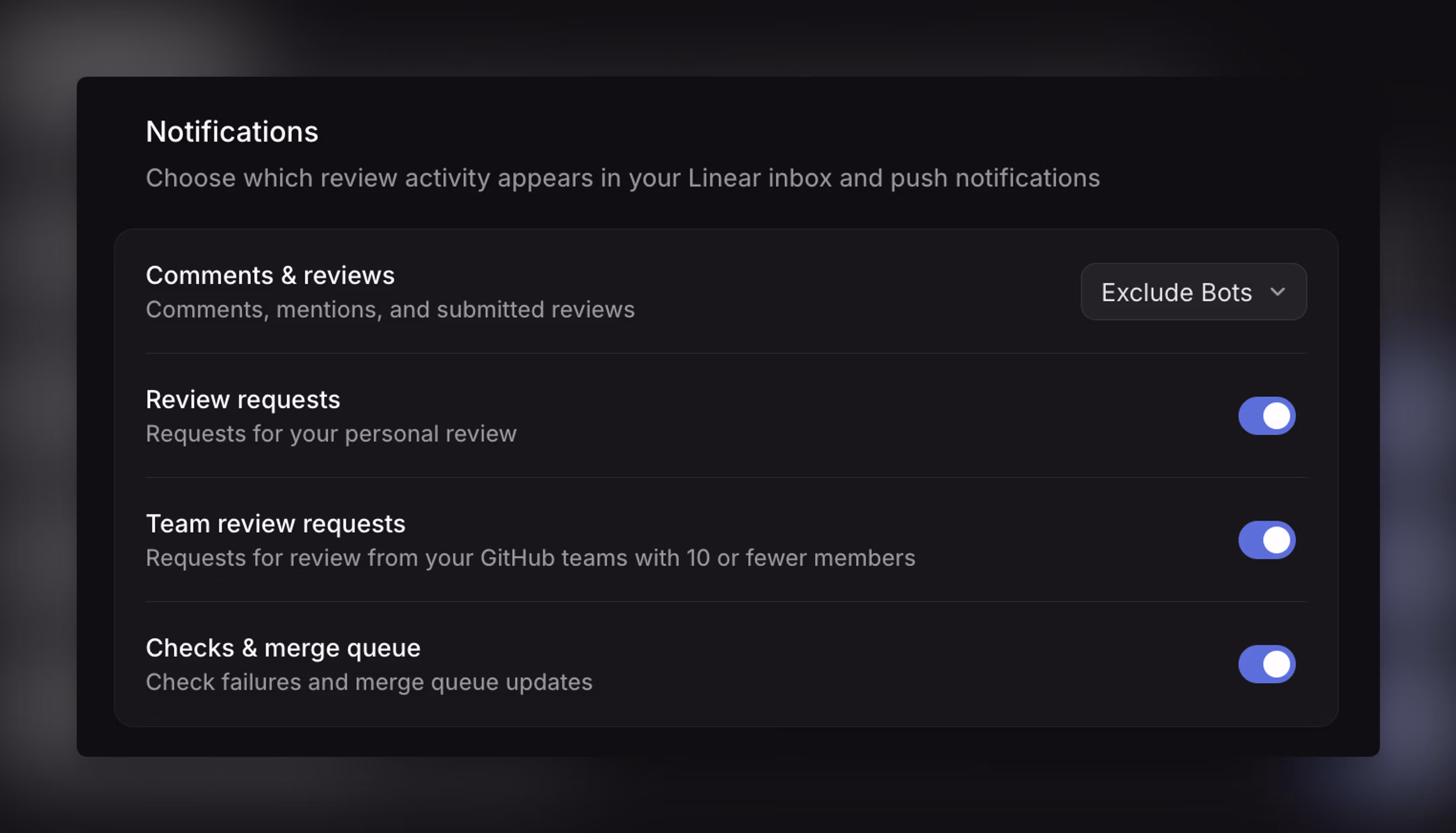Review notification settings in Code & reviews