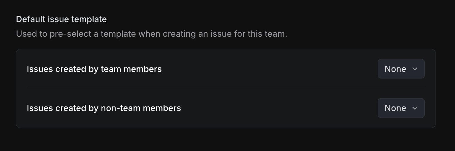 Default templates in Linear settings