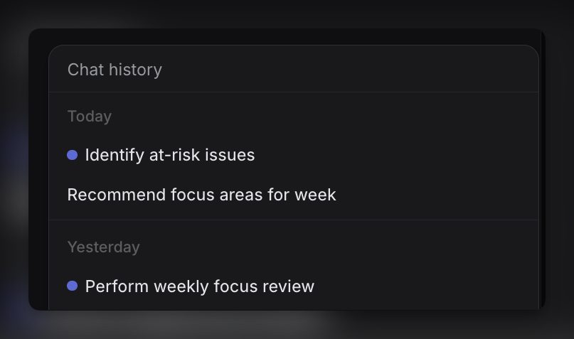 Linear keeps a record of your past chat history for later access.