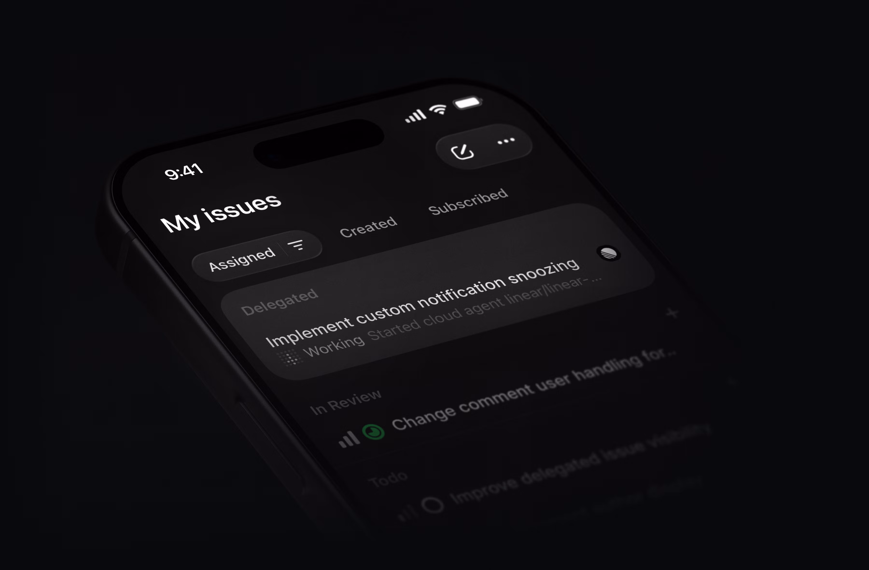 My Issues → Assigned showing delegated issues on iOS mobile app