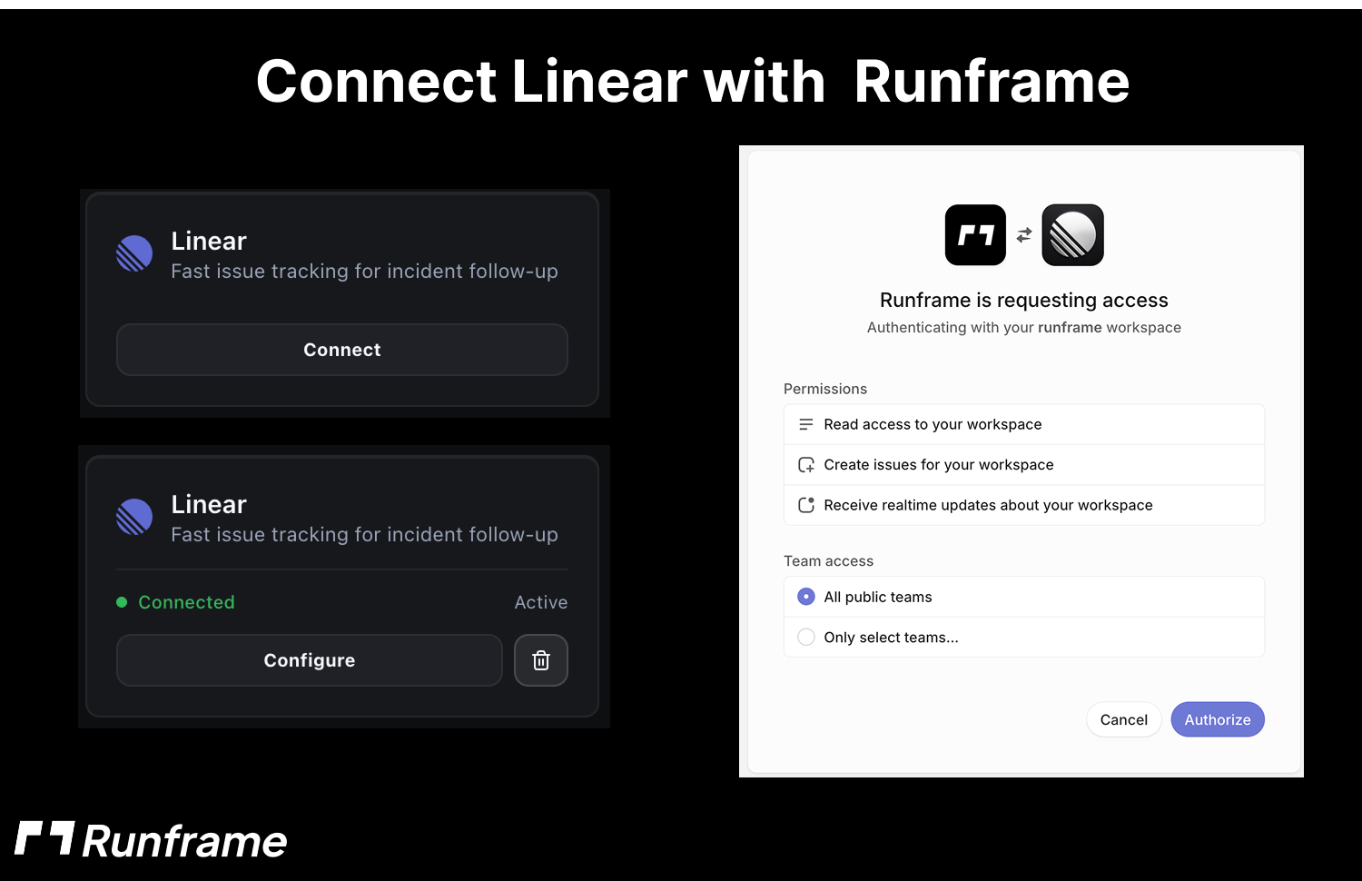 connection screen to runframe