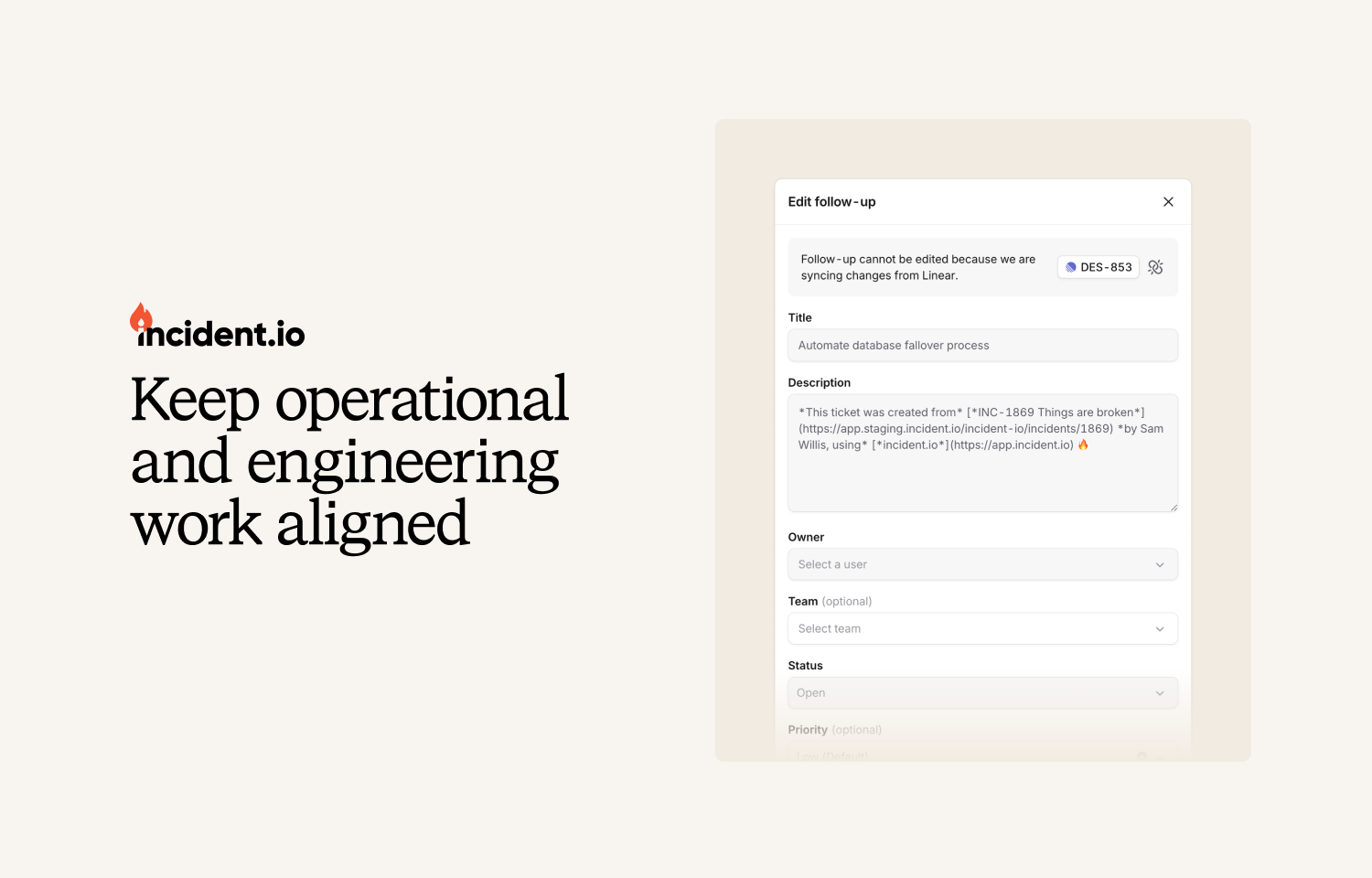Keep operational and engineering work aligned