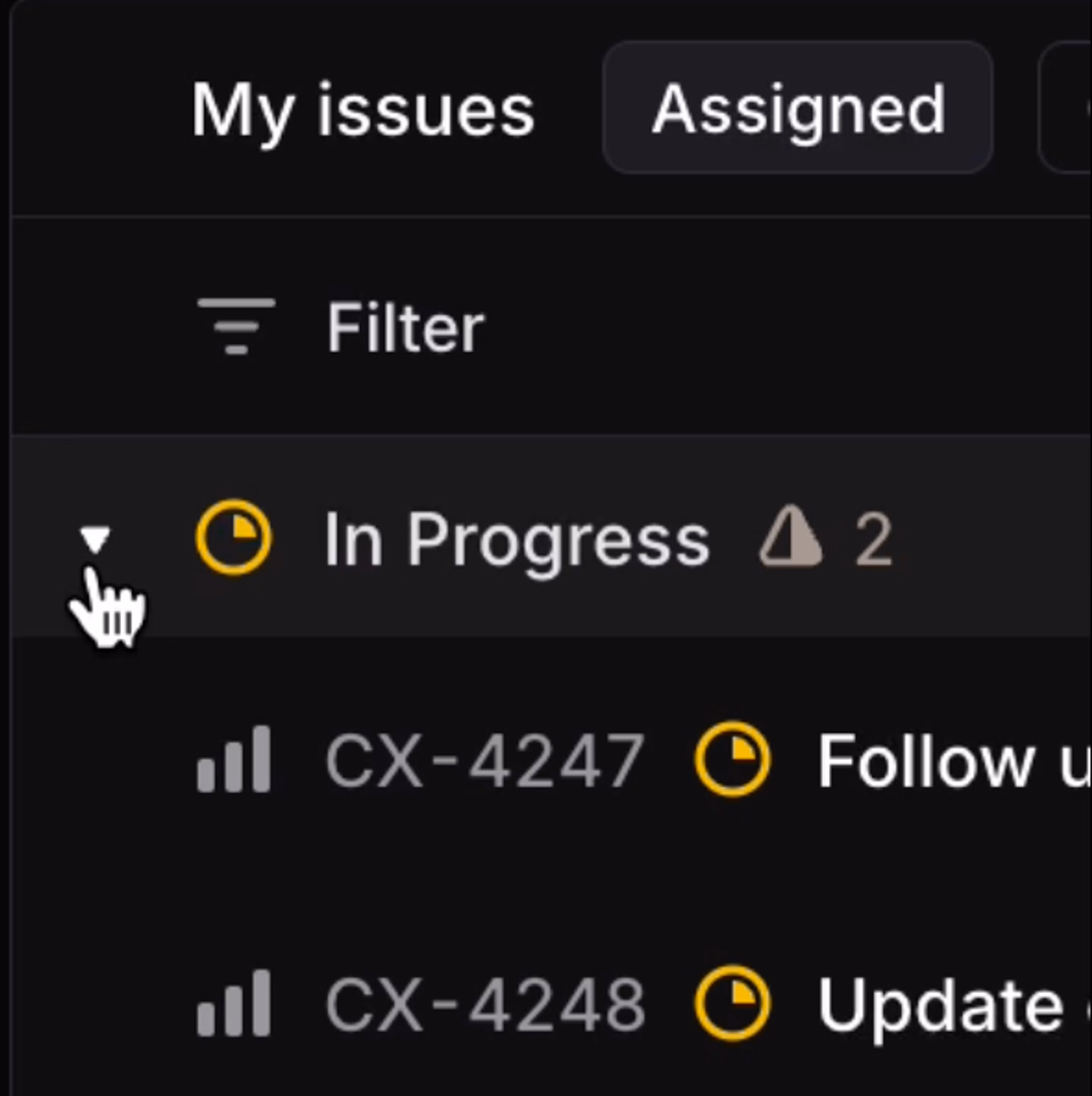 clicking on the fold icon at the left side of a group header to collapse it